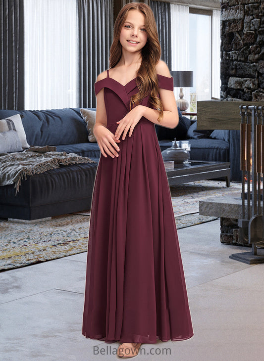 Mckinley A-Line Off-the-Shoulder Floor-Length Chiffon Junior Bridesmaid Dress DNP0013408