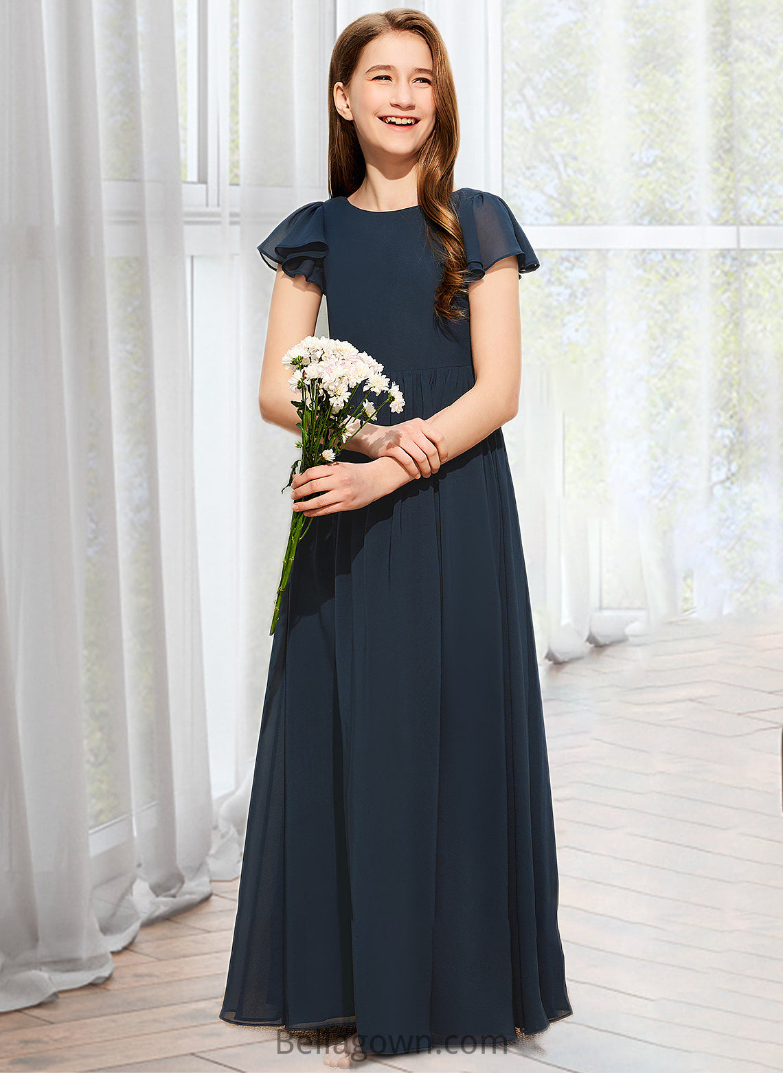 Aliyah A-LineScoopNeckFloor-LengthChiffonJuniorBridesmaidDress#253684 DNP0013478