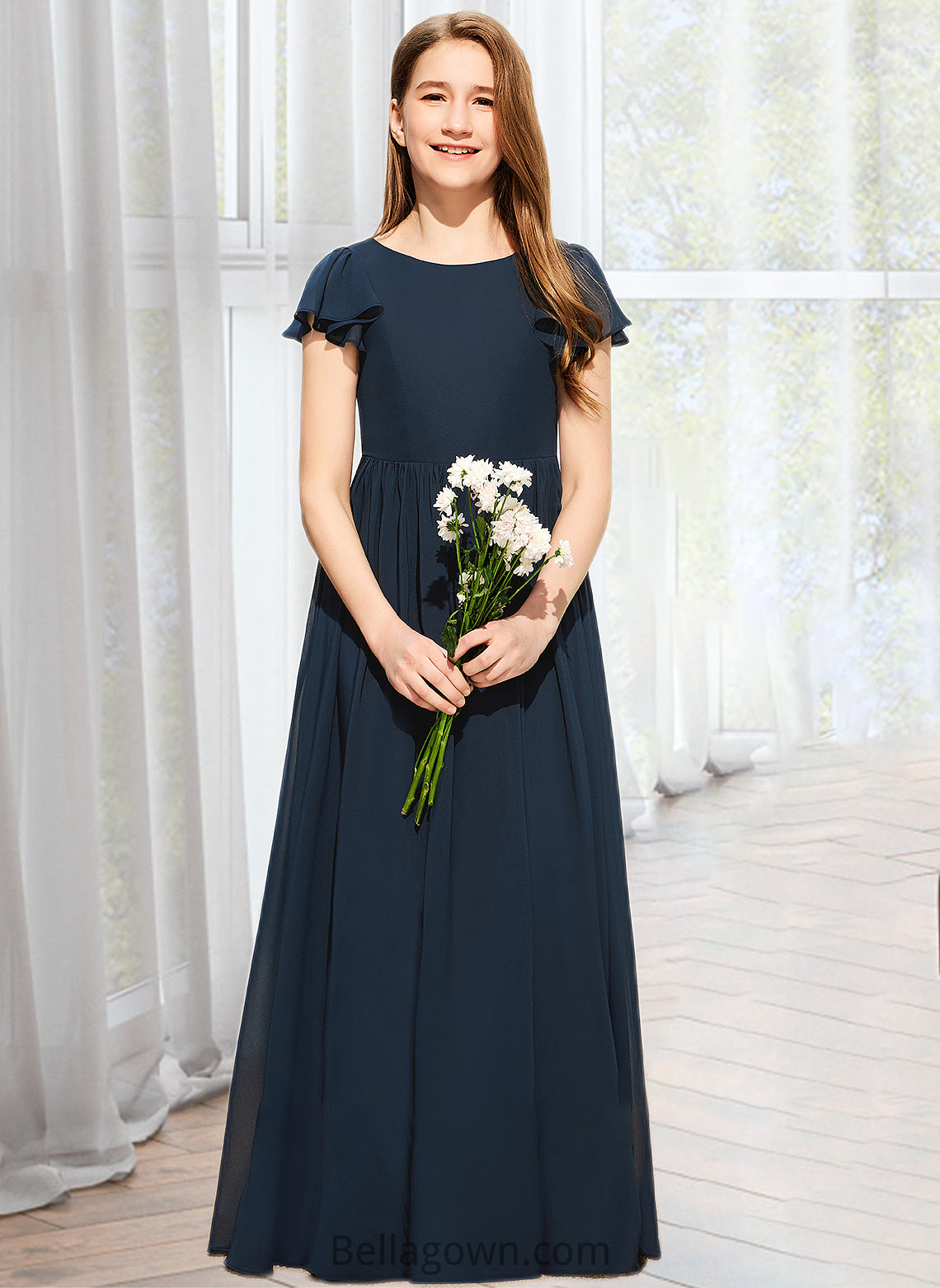 Aliyah A-LineScoopNeckFloor-LengthChiffonJuniorBridesmaidDress#253684 DNP0013478