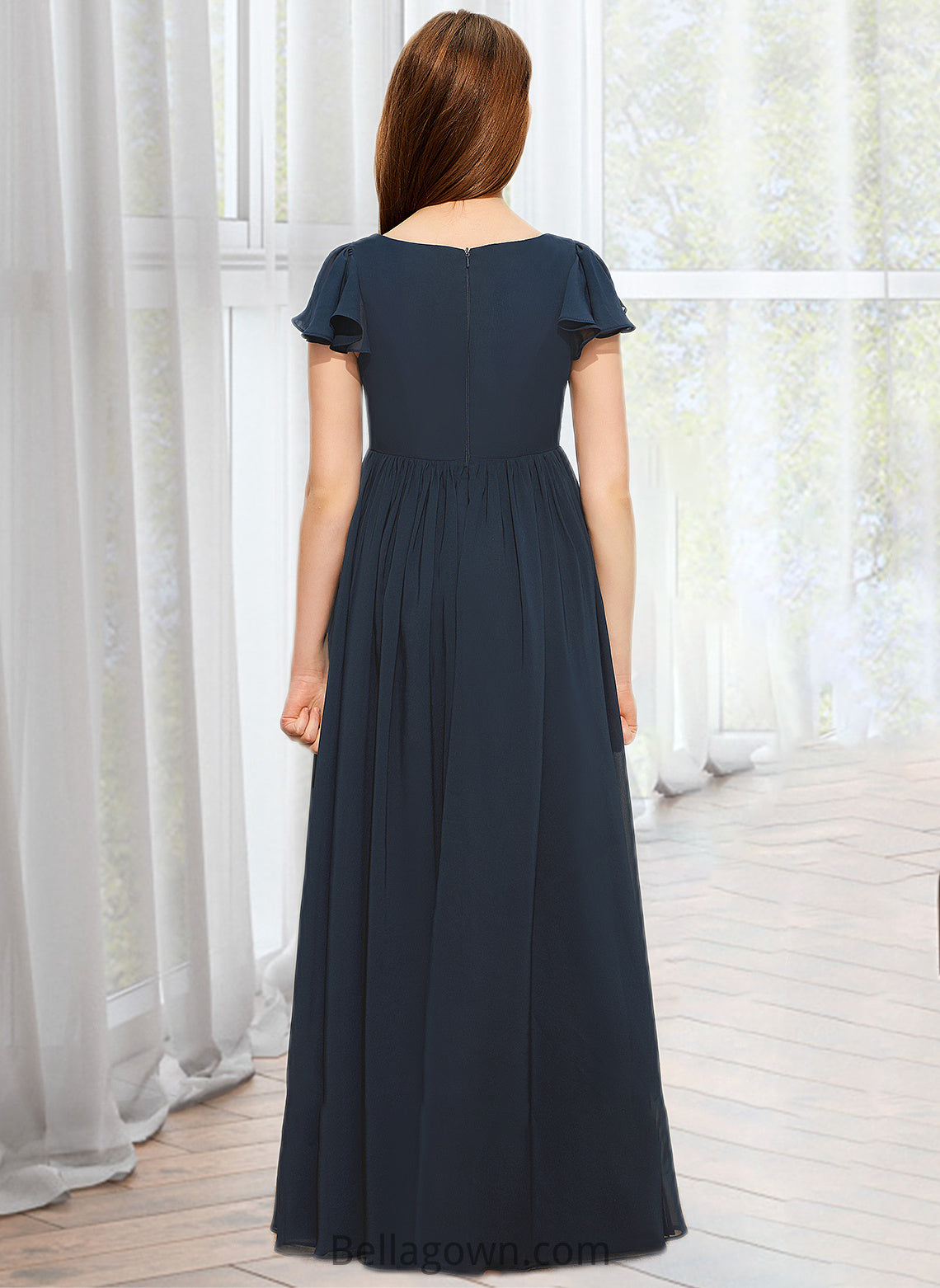 Aliyah A-LineScoopNeckFloor-LengthChiffonJuniorBridesmaidDress#253684 DNP0013478