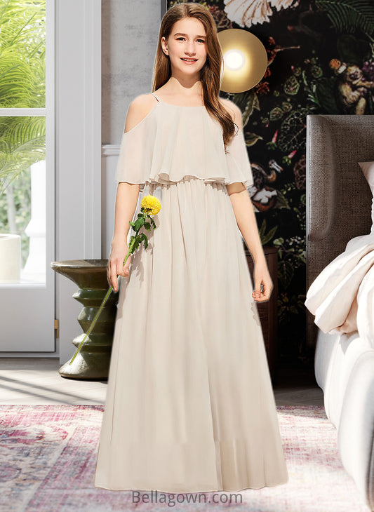 Joslyn A-Line Scoop Neck Floor-Length Chiffon Junior Bridesmaid Dress DNP0013503