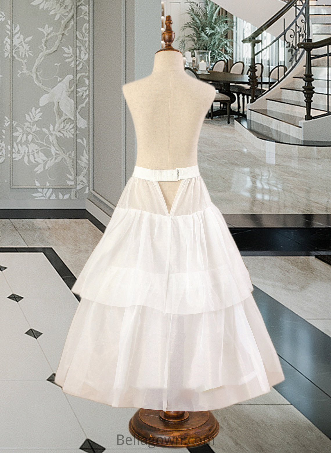 Nayeli Ball-Gown/Princess Scoop Neck Floor-Length Tulle Junior Bridesmaid Dress With Sash Beading Bow(s) DNP0013545