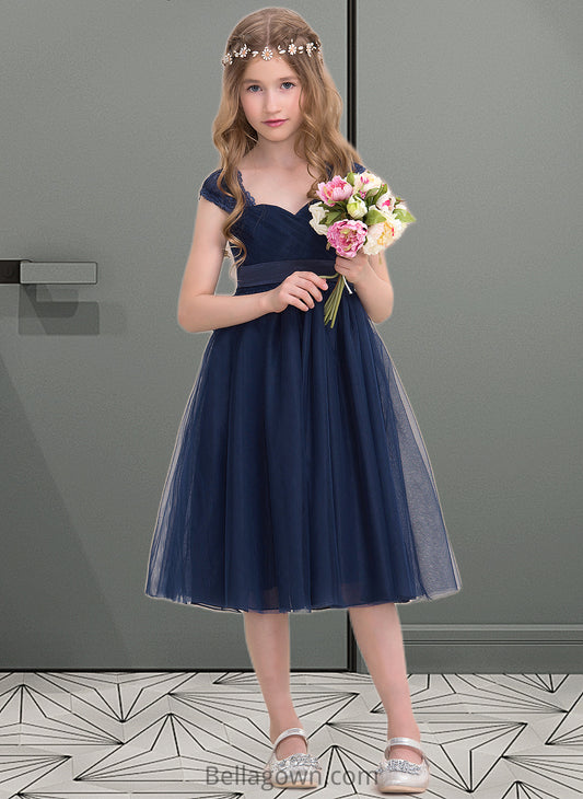 Beryl Empire Sweetheart Knee-Length Tulle Junior Bridesmaid Dress With Ruffle DNP0013590