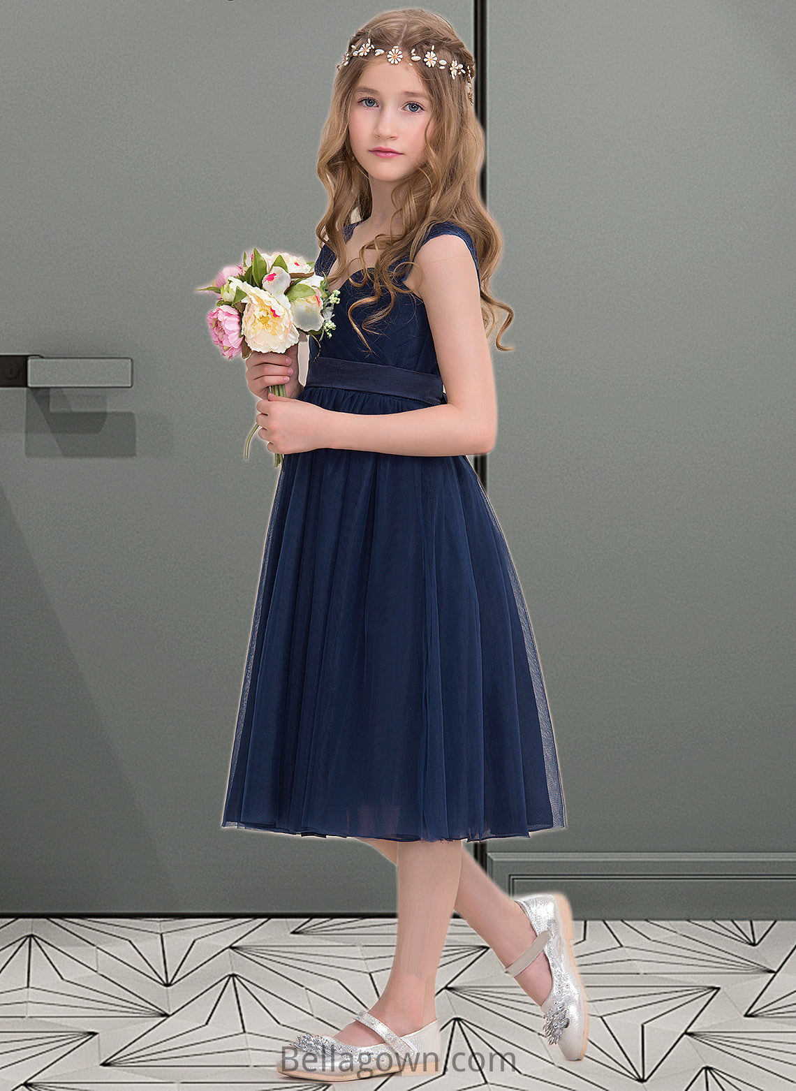 Beryl Empire Sweetheart Knee-Length Tulle Junior Bridesmaid Dress With Ruffle DNP0013590