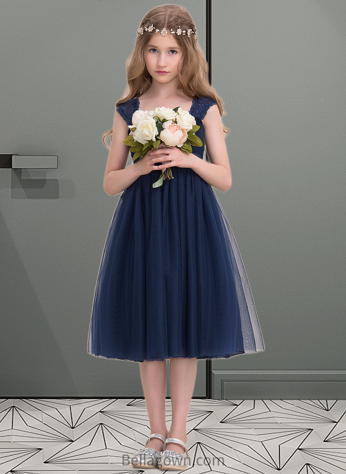 Beryl Empire Sweetheart Knee-Length Tulle Junior Bridesmaid Dress With Ruffle DNP0013590