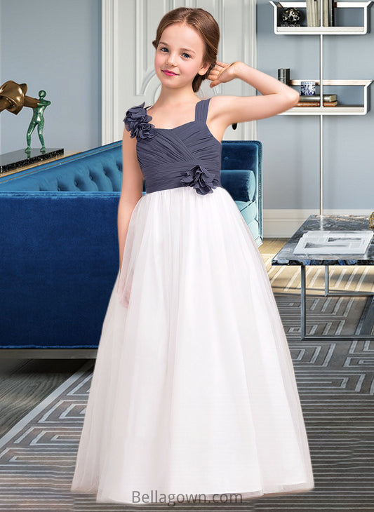 Millie A-Line Sweetheart Floor-Length Chiffon Tulle Junior Bridesmaid Dress With Ruffle Flower(s) DNP0013665