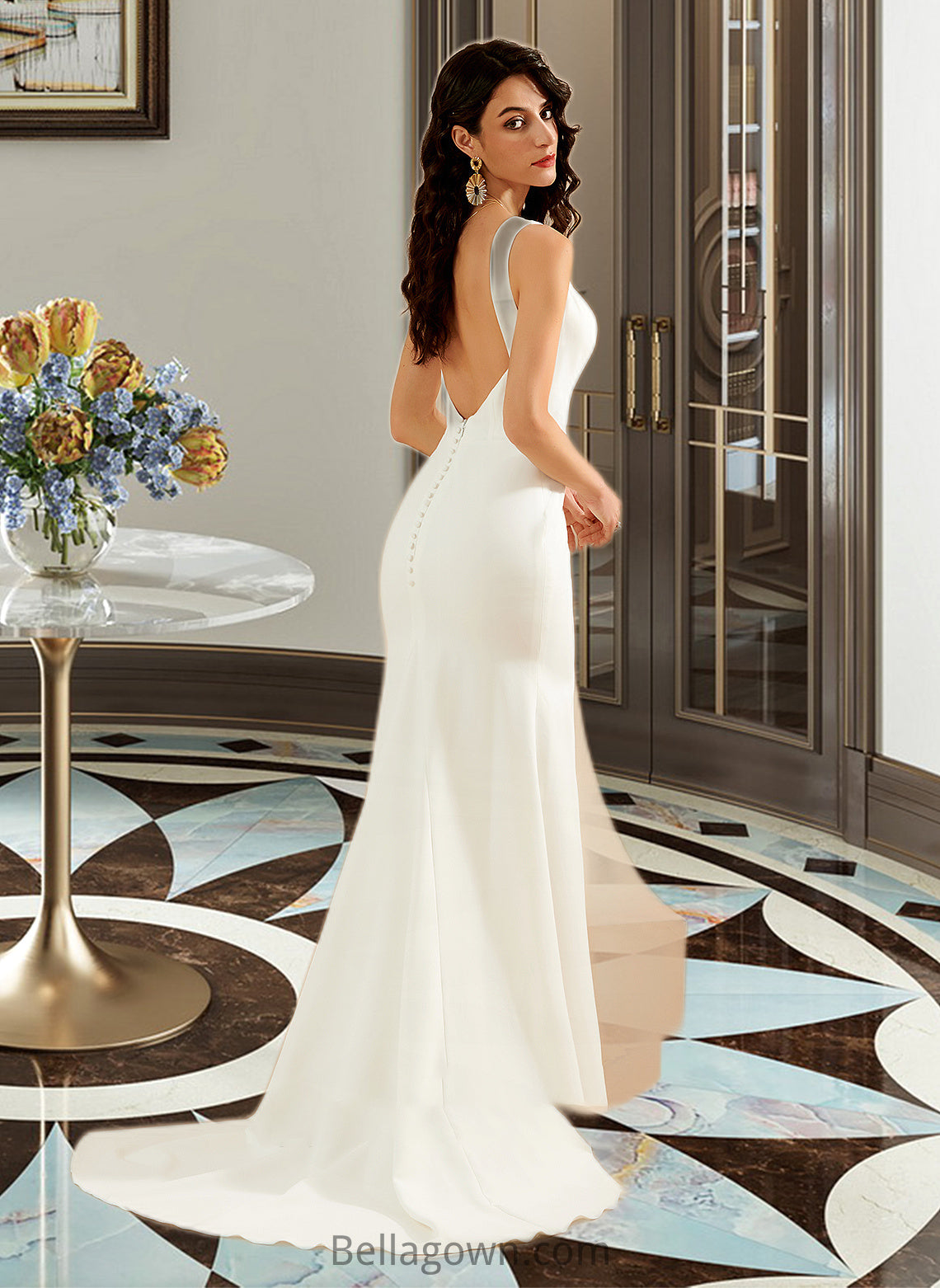 Alexandria Trumpet/Mermaid V-neck Court Train Wedding Dress DNP0013714