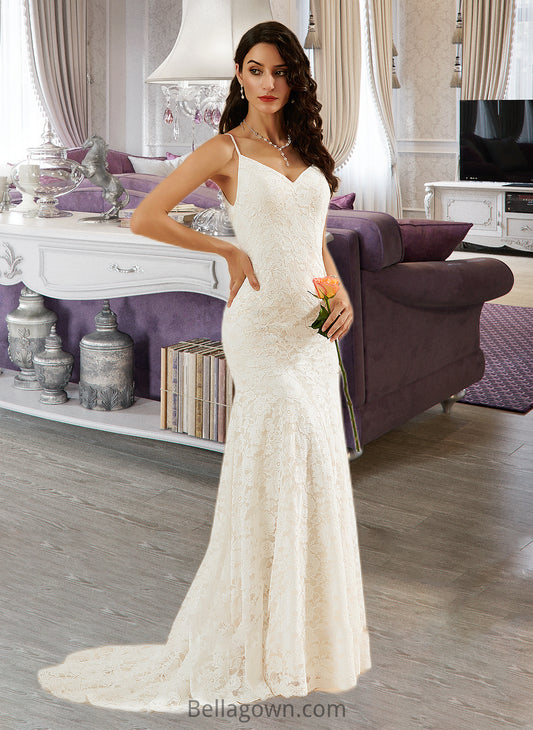 Anaya Trumpet/Mermaid V-neck Court Train Wedding Dress DNP0013725