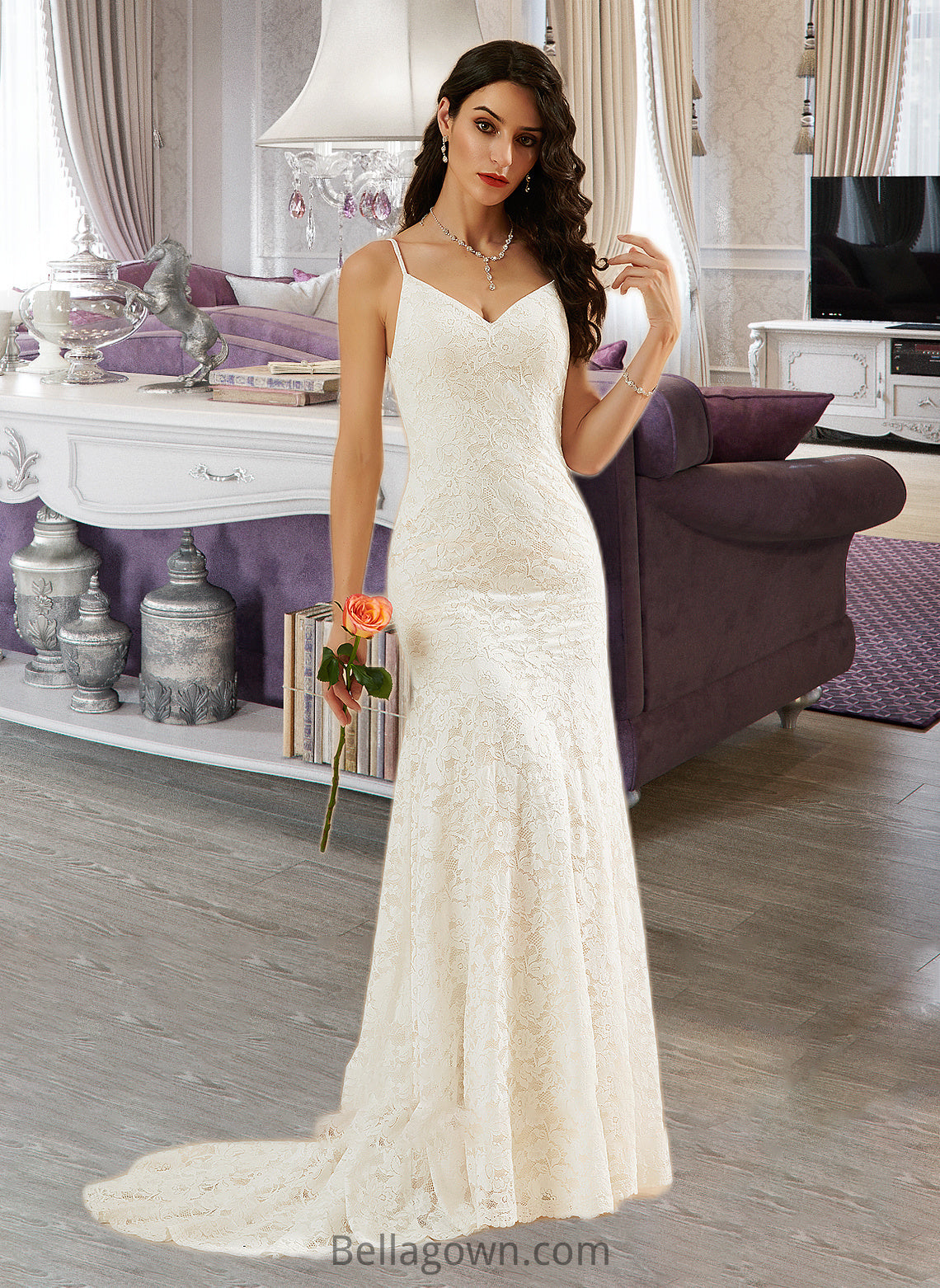 Anaya Trumpet/Mermaid V-neck Court Train Wedding Dress DNP0013725