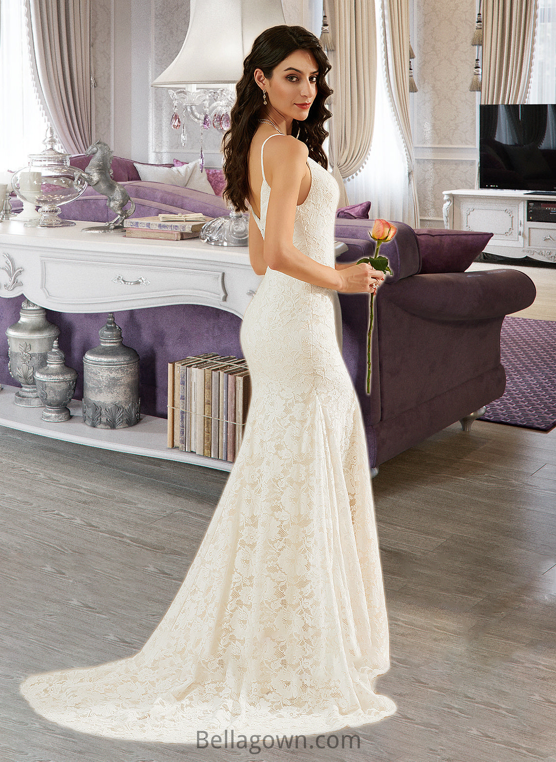 Anaya Trumpet/Mermaid V-neck Court Train Wedding Dress DNP0013725