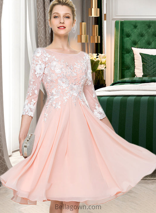 Charity Scoop Neck Knee-Length Chiffon Wedding Dress DNP0013805