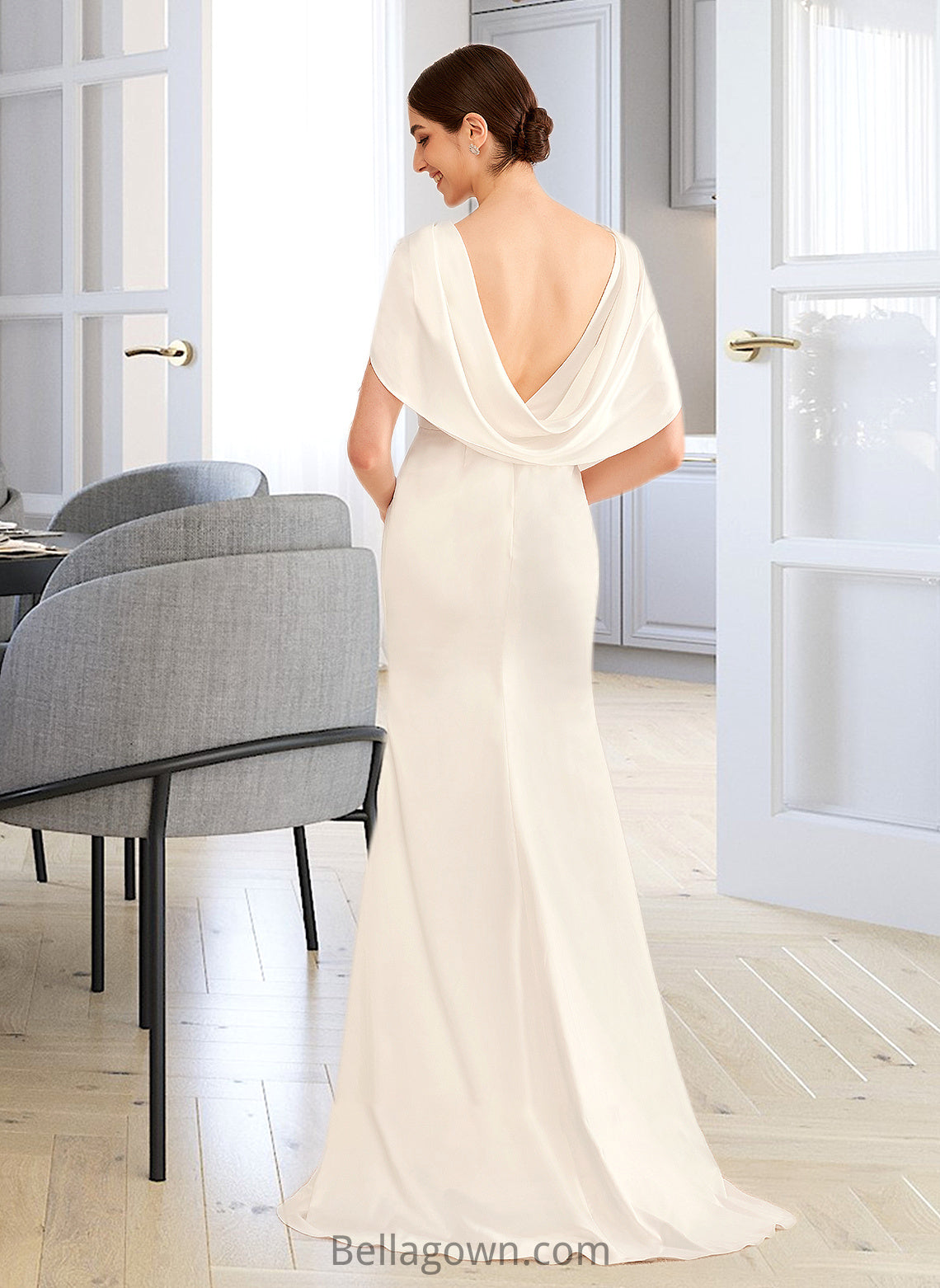 Sophie A-Line V-neck Sweep Train Wedding Dress With Ruffle DNP0013811