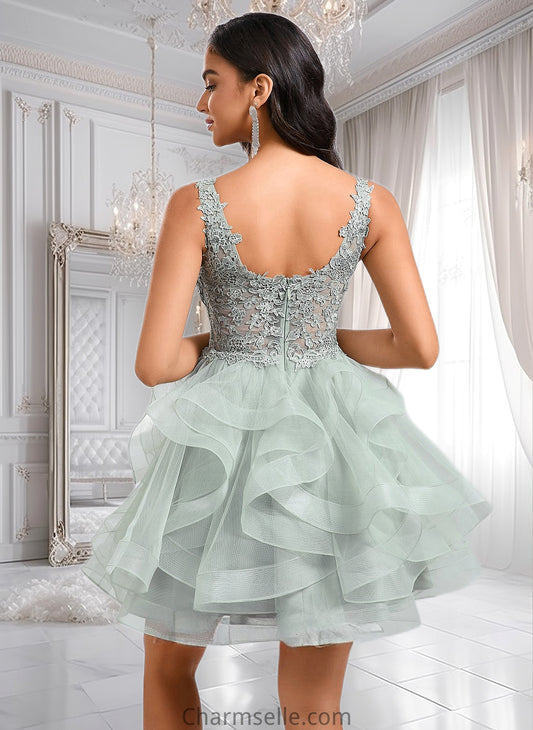 Elyse Ball-Gown/Princess V-Neck Short Tulle Lace Homecoming Dress DNP0025671