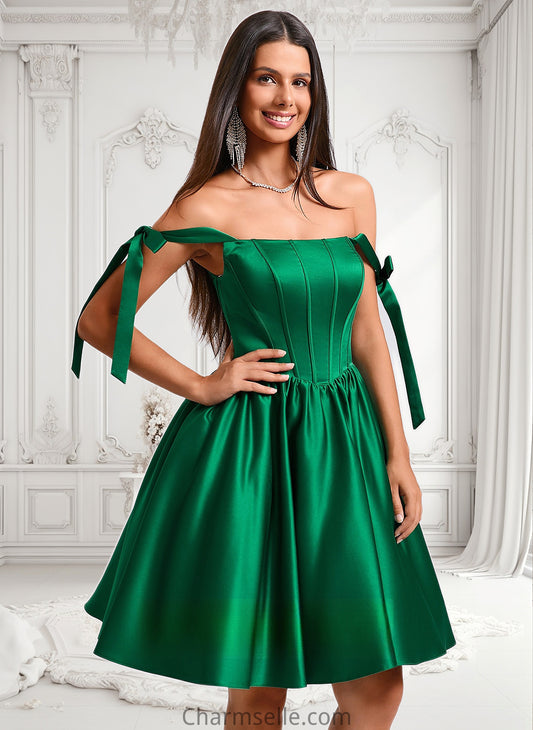 Susan Ball-Gown/Princess Straight Short Satin Homecoming Dress With Bow DNP0025645