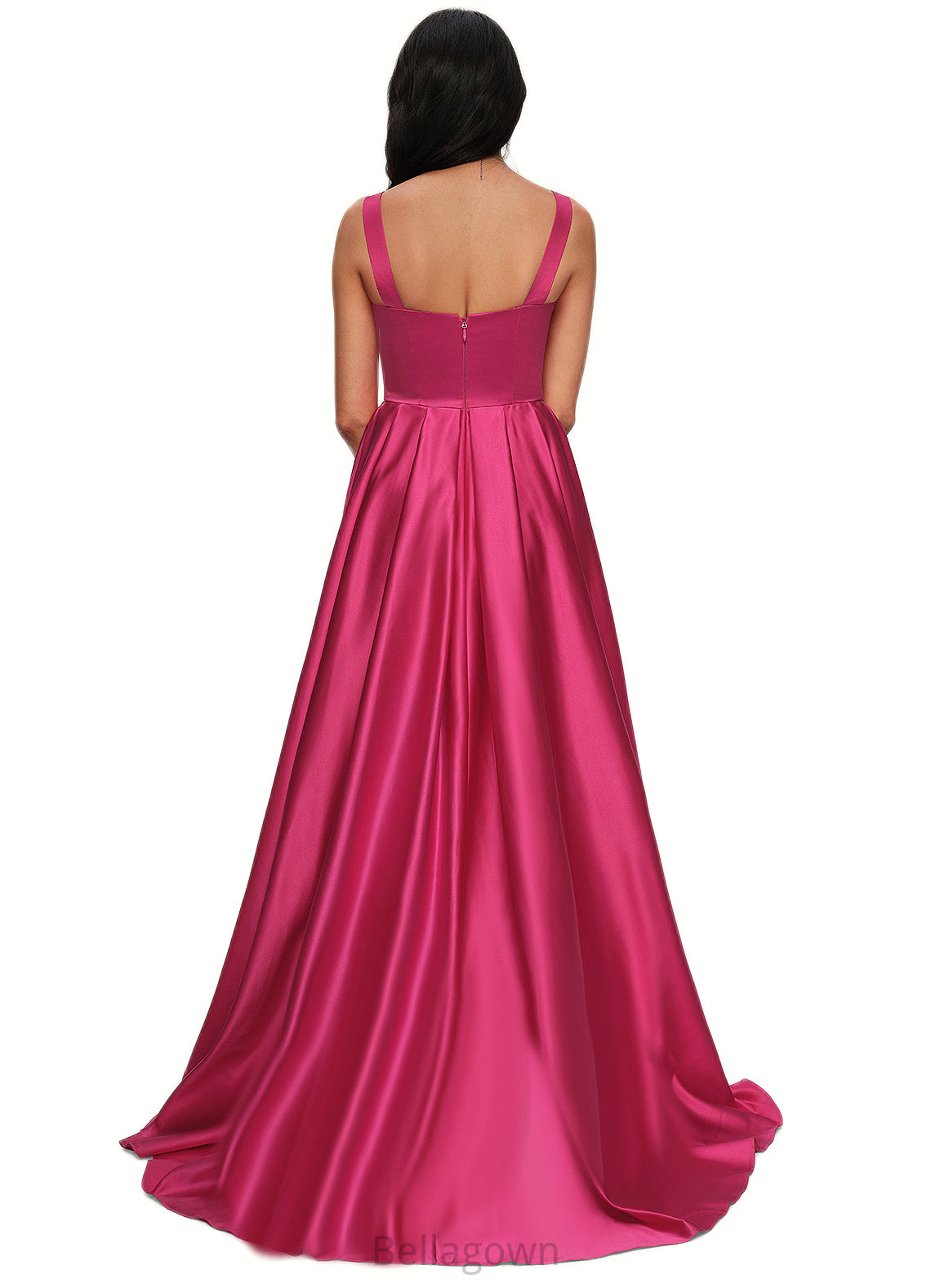 Mariah Ball-Gown/Princess V-Neck Sweep Train Satin Prom Dresses DNP0022215