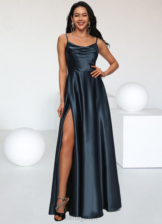 Mila A-line Cowl Floor-Length Stretch Satin Prom Dresses DNP0022216