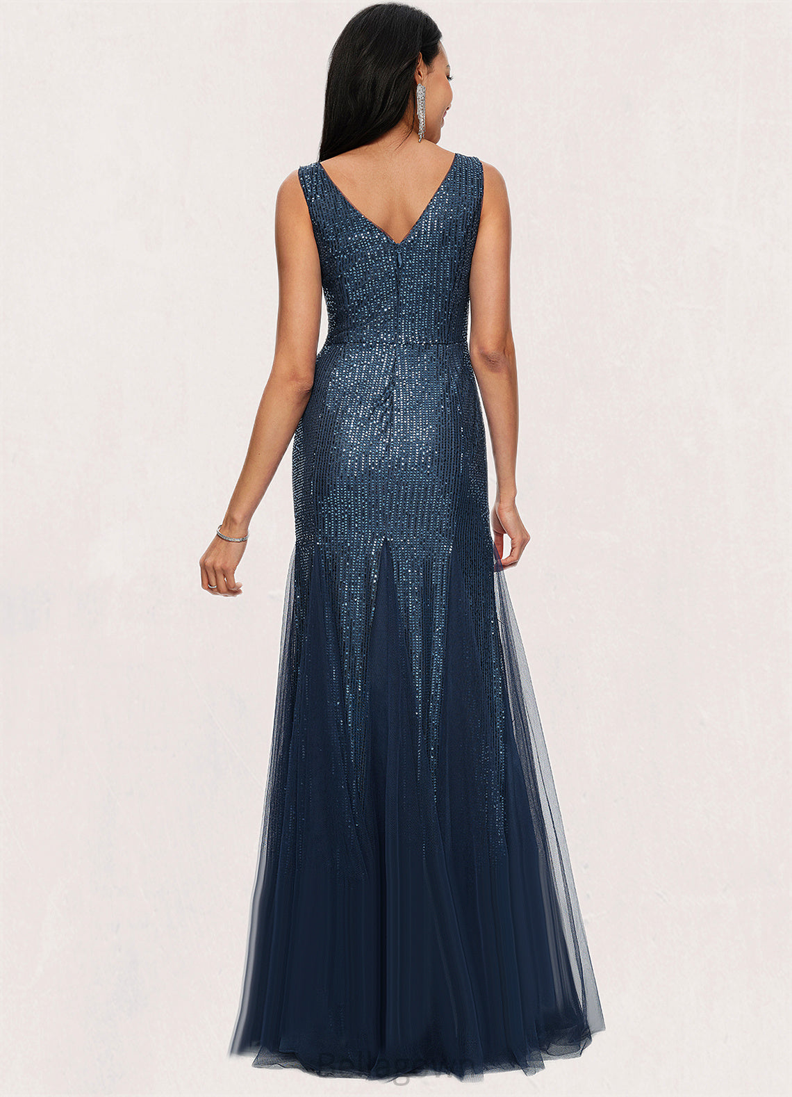 Shelby Sheath/Column V-Neck Floor-Length Sequin Prom Dresses DNP0022218