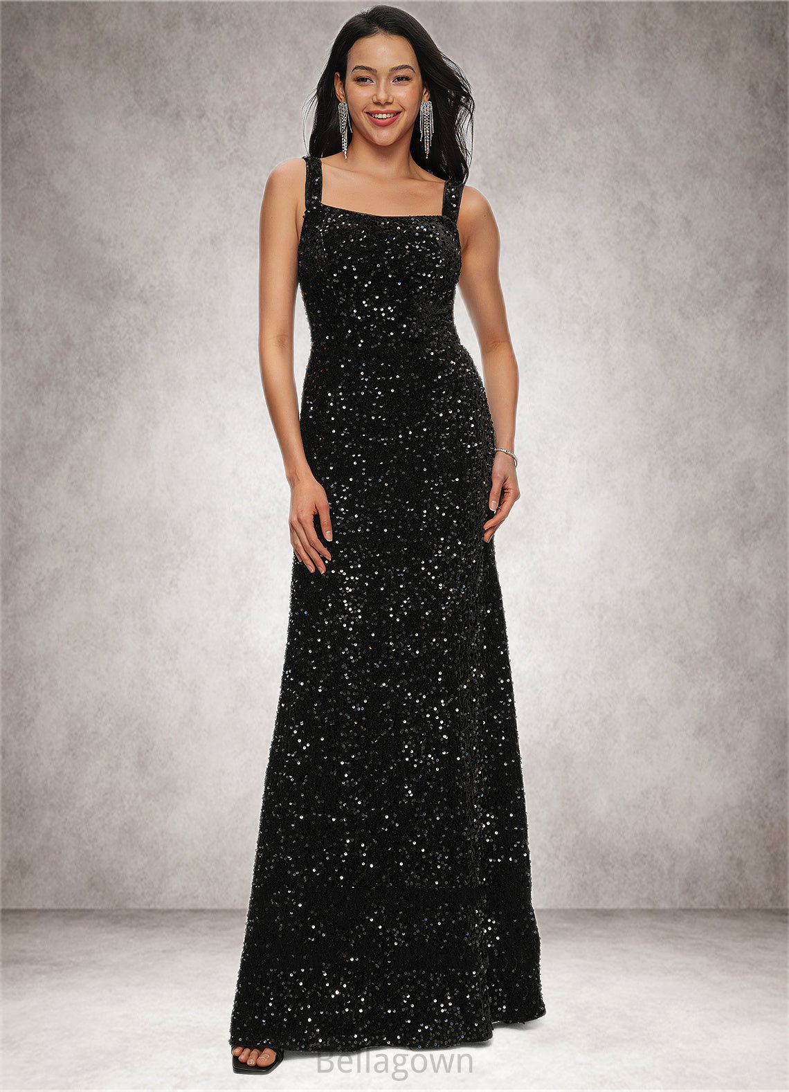 Precious Sheath/Column Scoop Floor-Length Sequin Prom Dresses DNP0022228