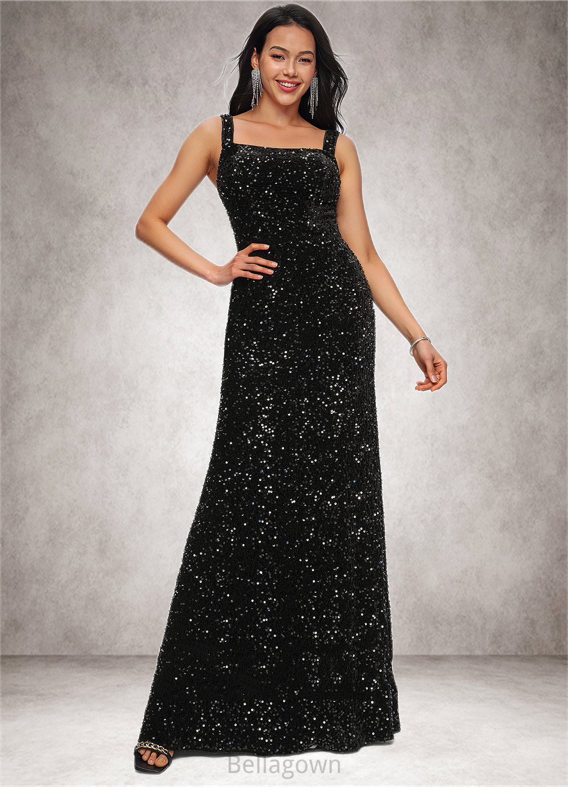 Precious Sheath/Column Scoop Floor-Length Sequin Prom Dresses DNP0022228