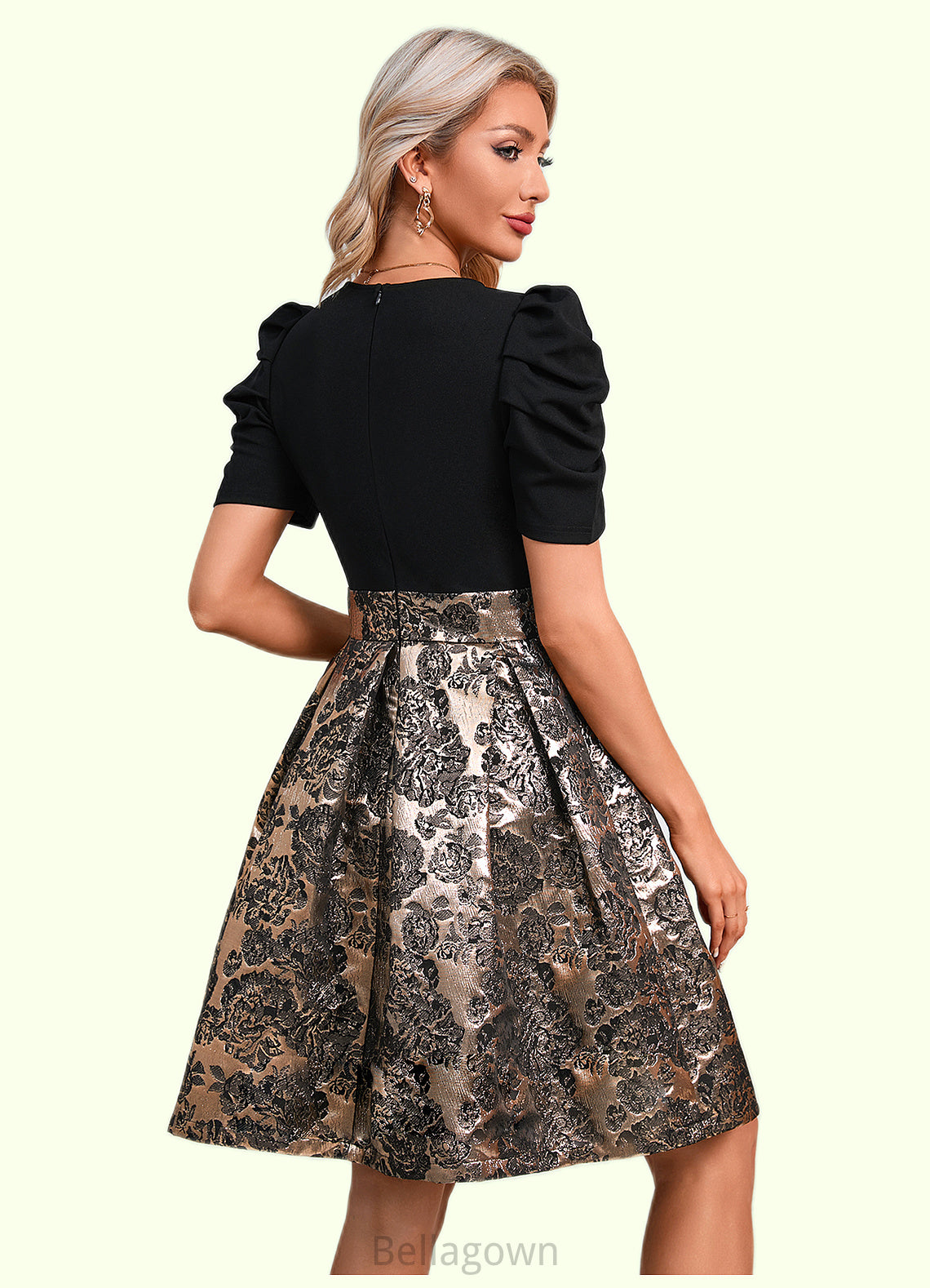 Madelynn Jacquard Scoop Elegant A-line Jacquard Dresses DNP0022279