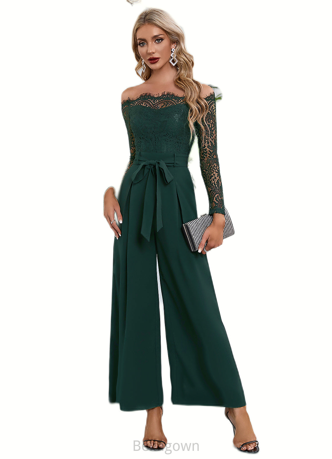 Elise Cold Shoulder Elegant Jumpsuit/Pantsuit Polyester Asymmetrical Maxi Dresses DNP0022319