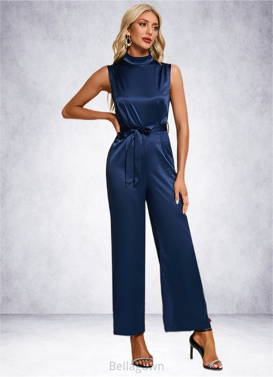 Yasmine High Neck Elegant Jumpsuit/Pantsuit Satin Maxi Dresses DNP0022324