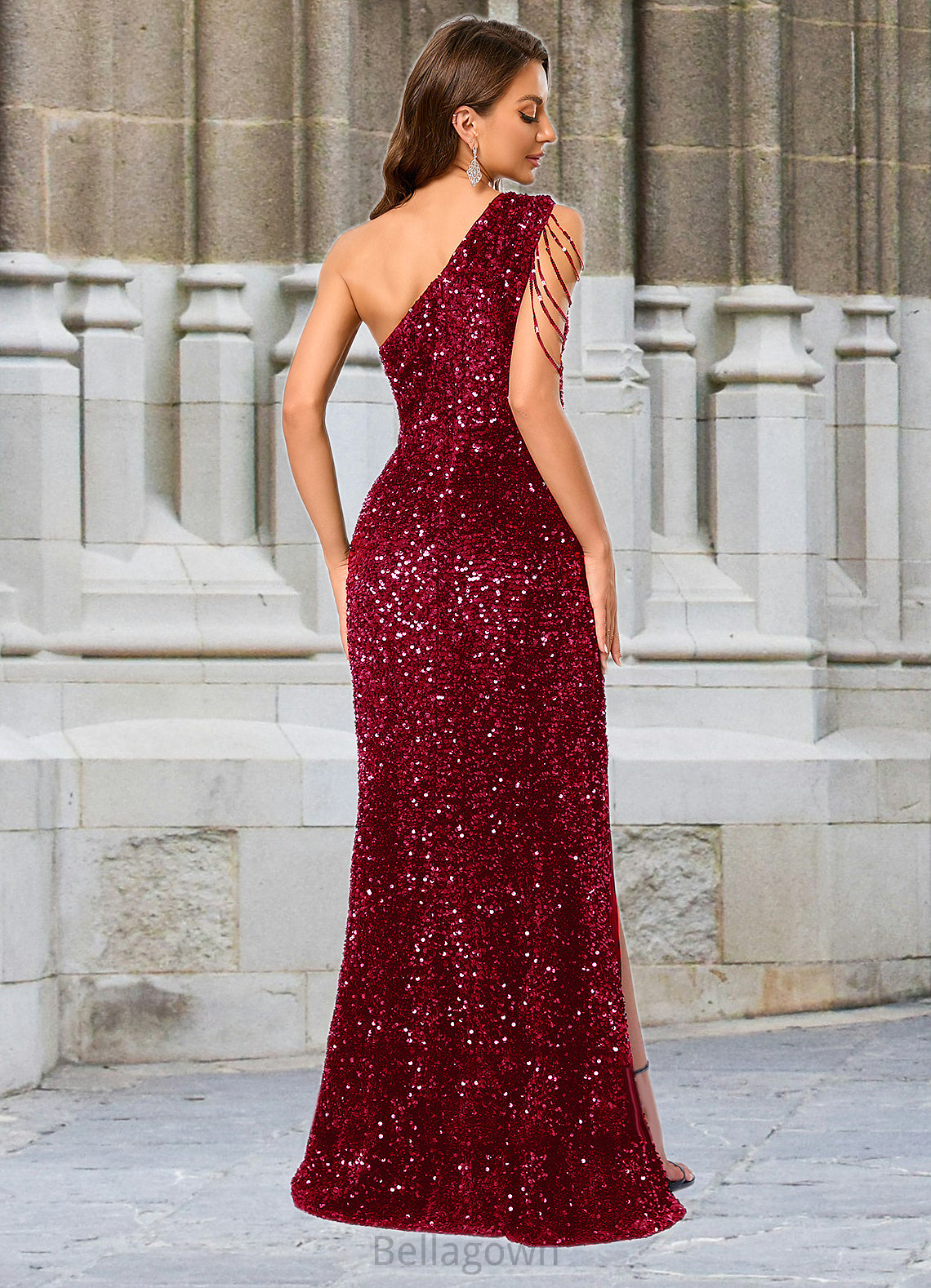 Uerica Sequins One Shoulder Sheath/Column Sequin Dresses DNP0022390