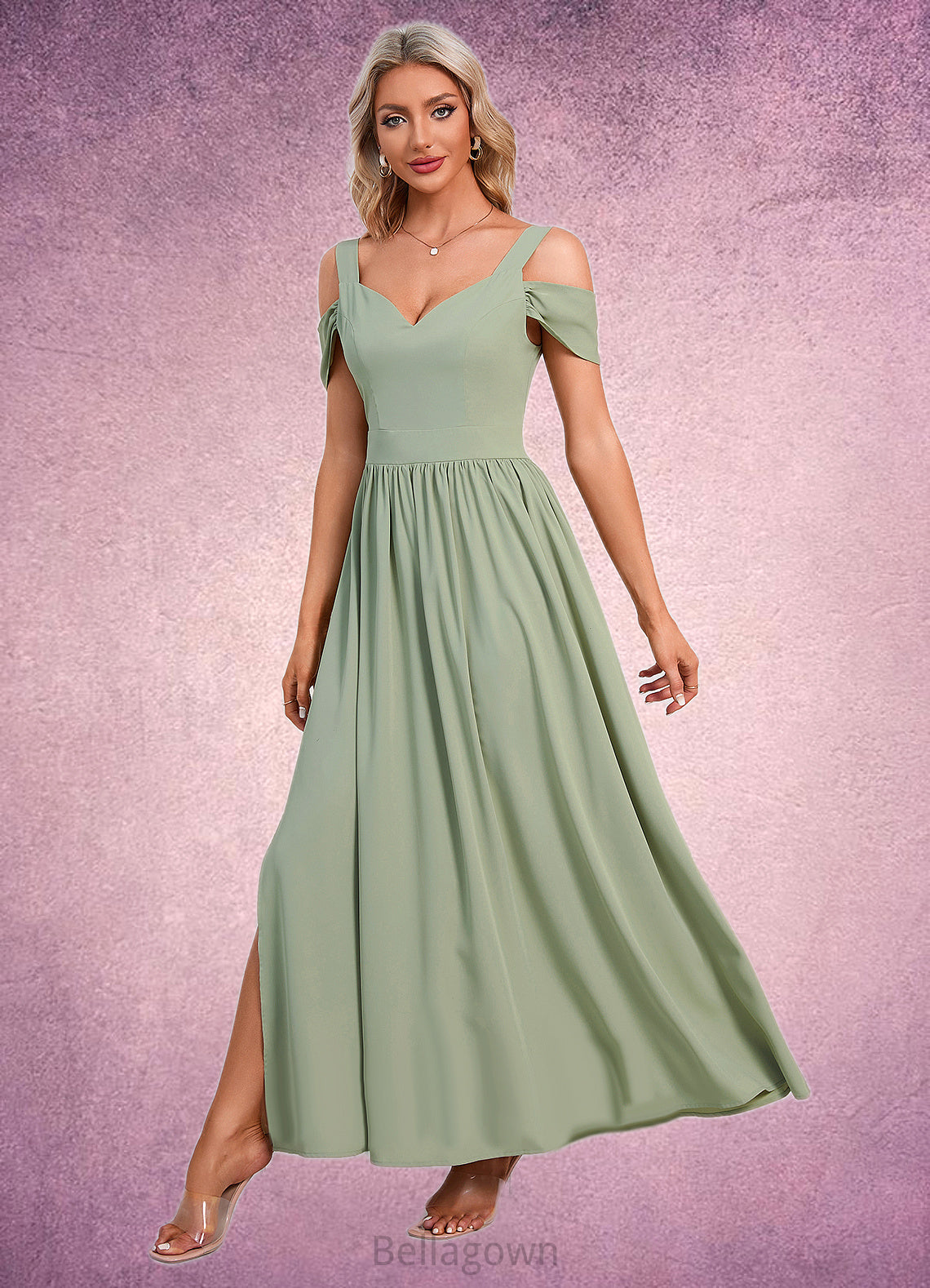 Vicky Ruffle Sweetheart Elegant A-line Polyester Maxi Dresses DNP0022426