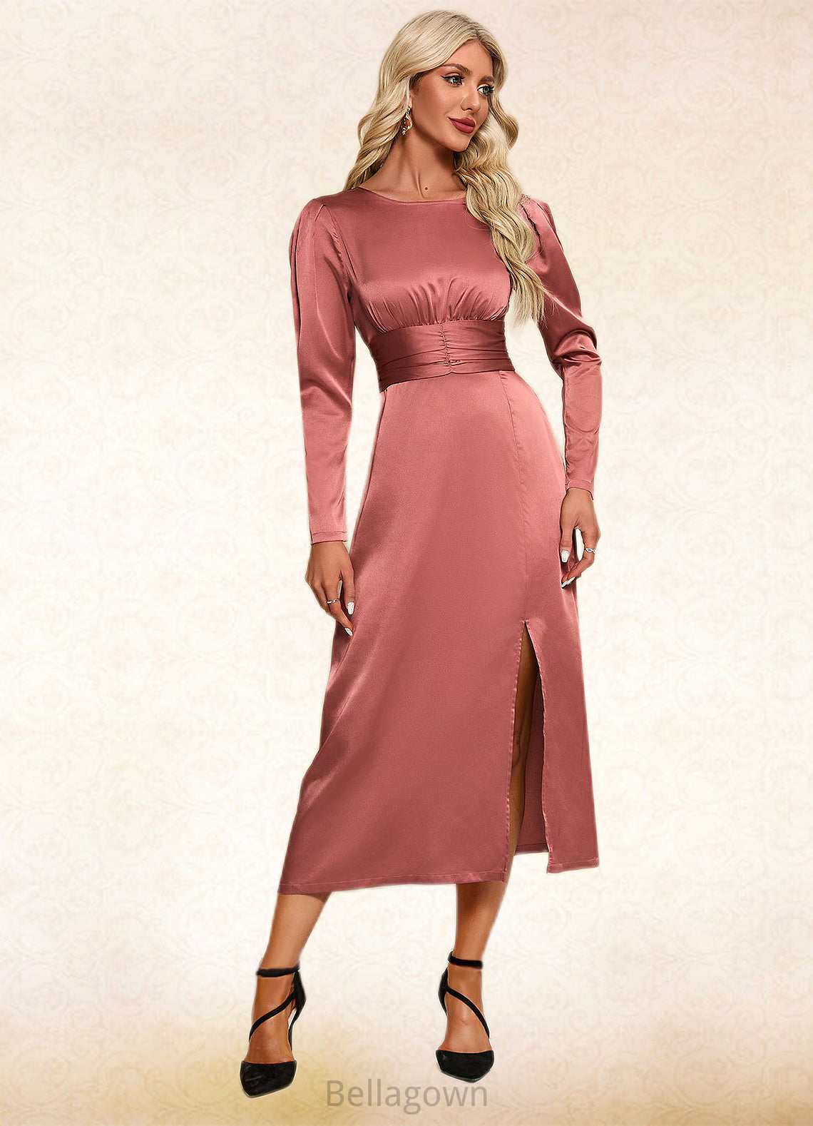 Jemima Scoop Elegant A-line Satin Midi Dresses DNP0022453