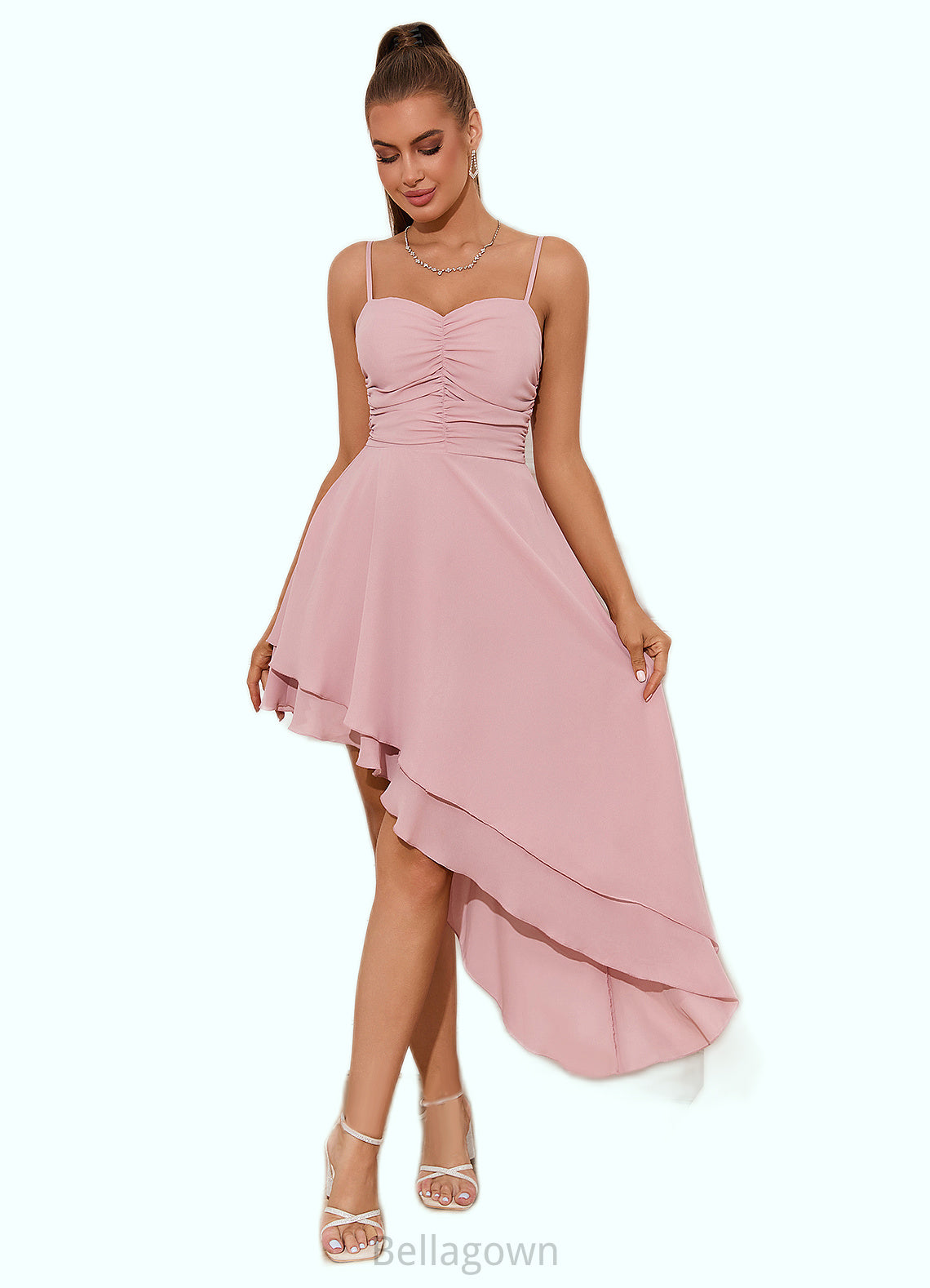 Annabelle Ruffle Sweetheart Elegant A-line Polyester Asymmetrical Dresses DNP0022477