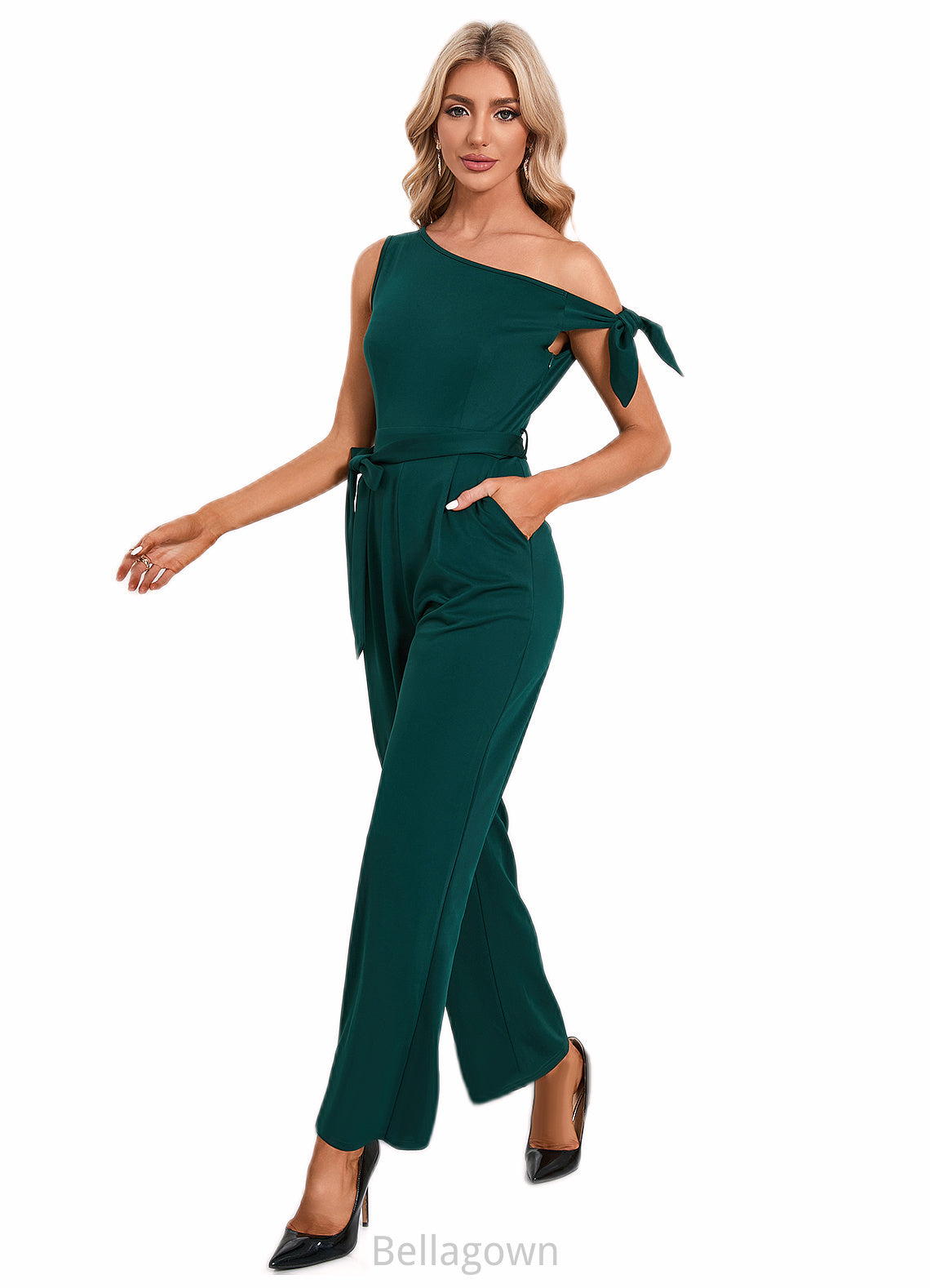 Scarlet One Shoulder Elegant Jumpsuit/Pantsuit Cotton Blends Maxi Dresses DNP0022491