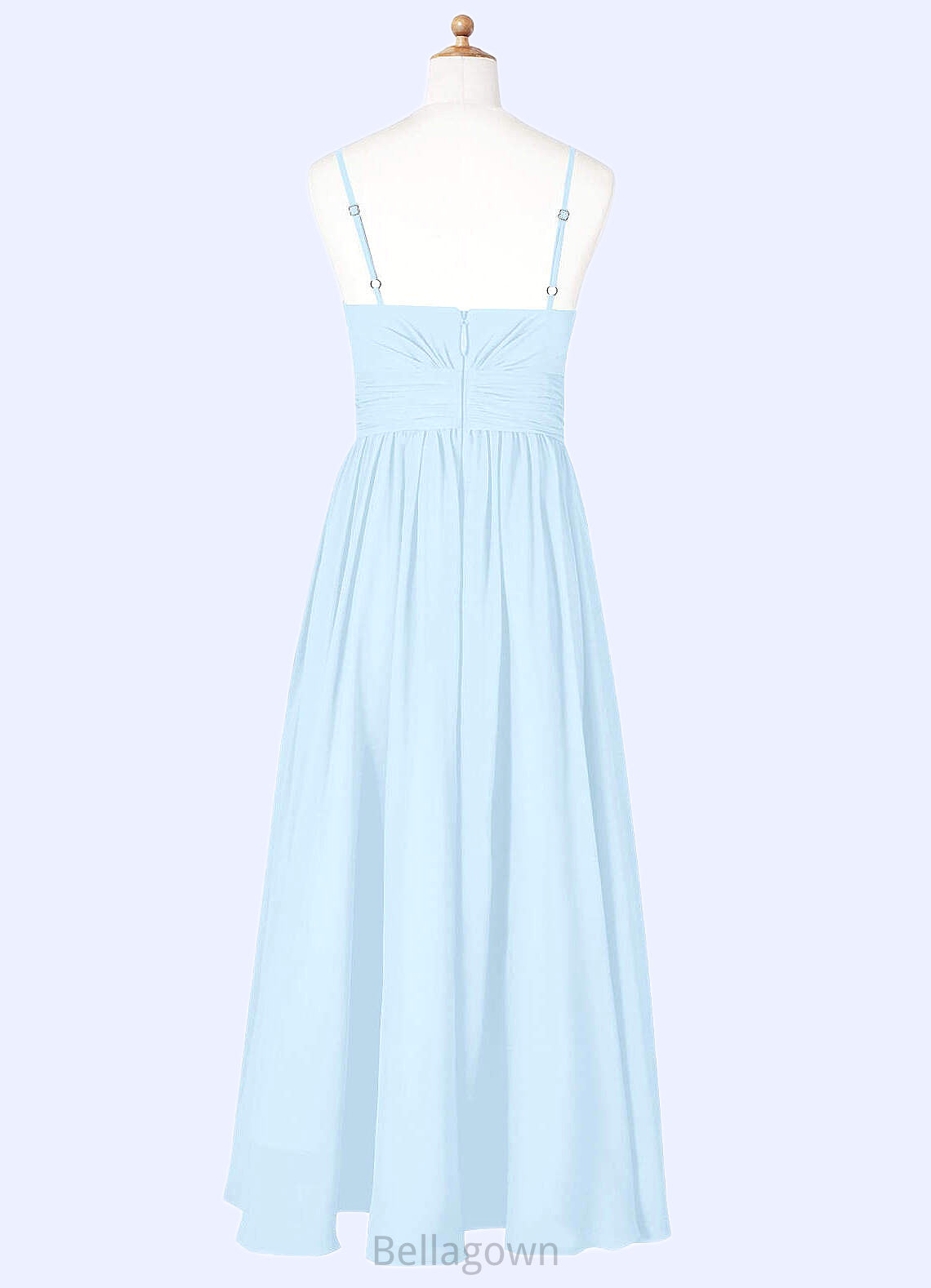 Kiley A-Line Ruched Chiffon Asymmetrical Junior Bridesmaid Dress Sky Blue DNP0022848