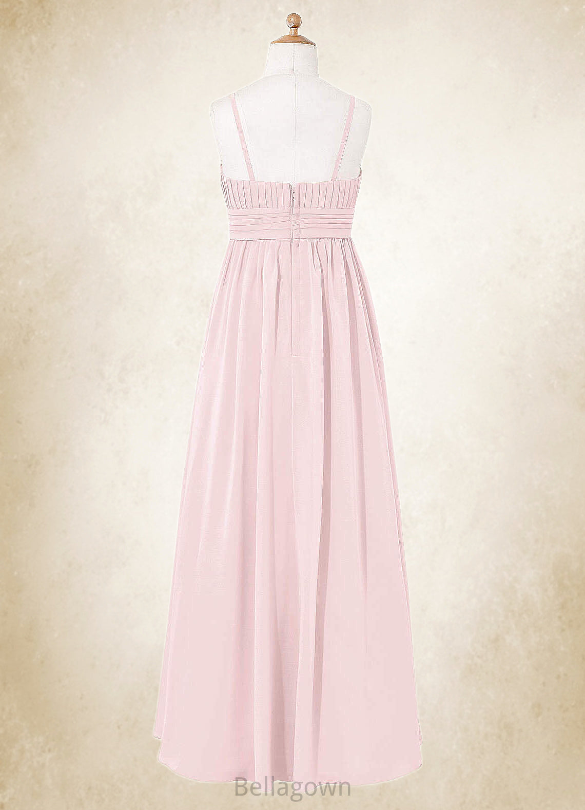 Lea A-Line Floral Chiffon Floor-Length Junior Bridesmaid Dress Blushing Pink DNP0022851