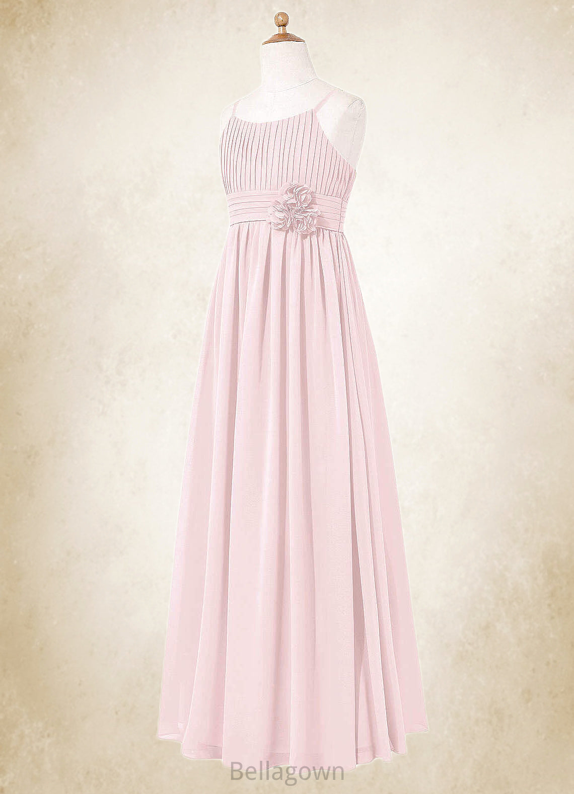 Lea A-Line Floral Chiffon Floor-Length Junior Bridesmaid Dress Blushing Pink DNP0022851