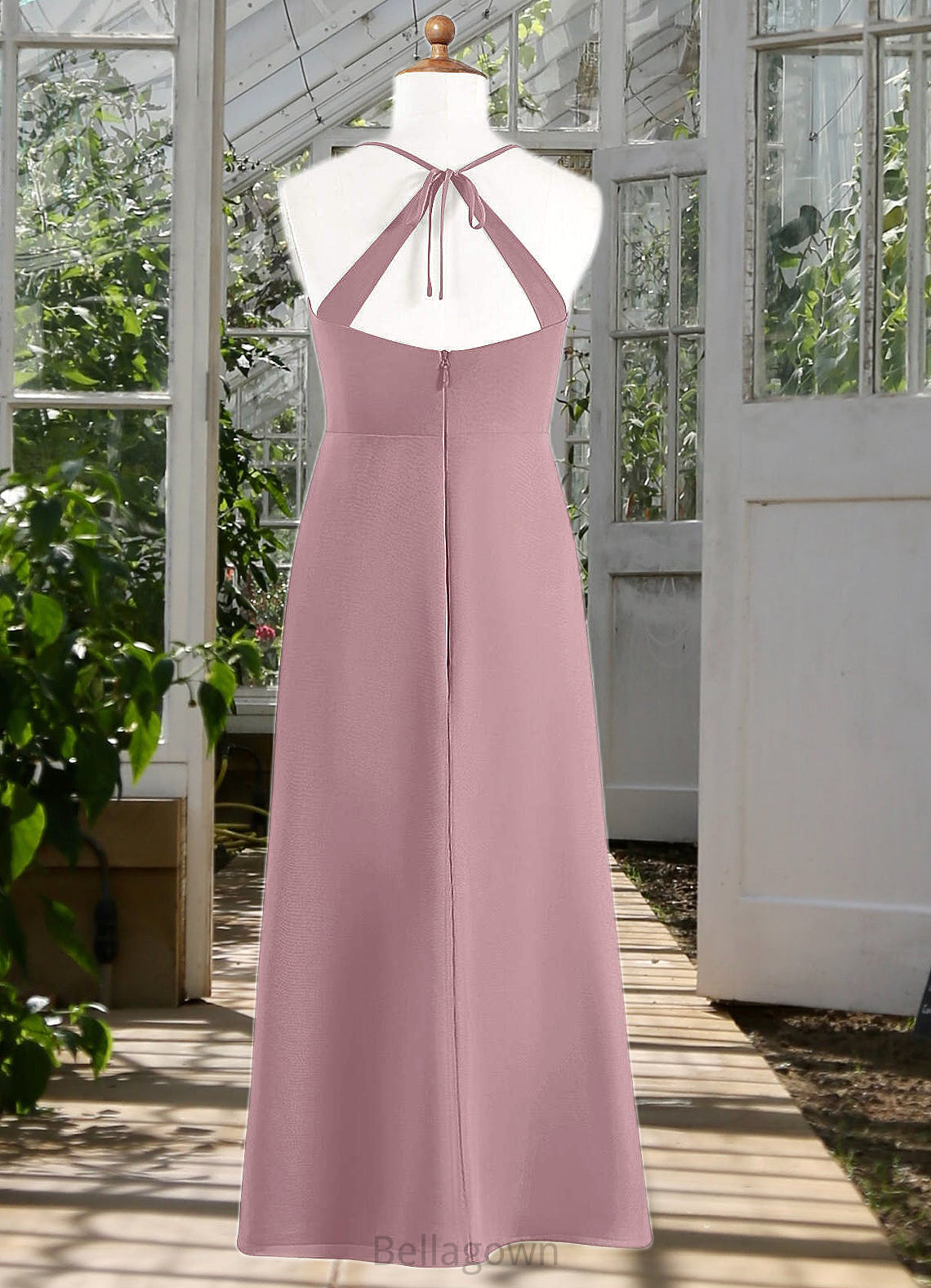 Kenzie A-Line Chiffon Floor-Length Junior Bridesmaid Dress dusty rose DNP0022856