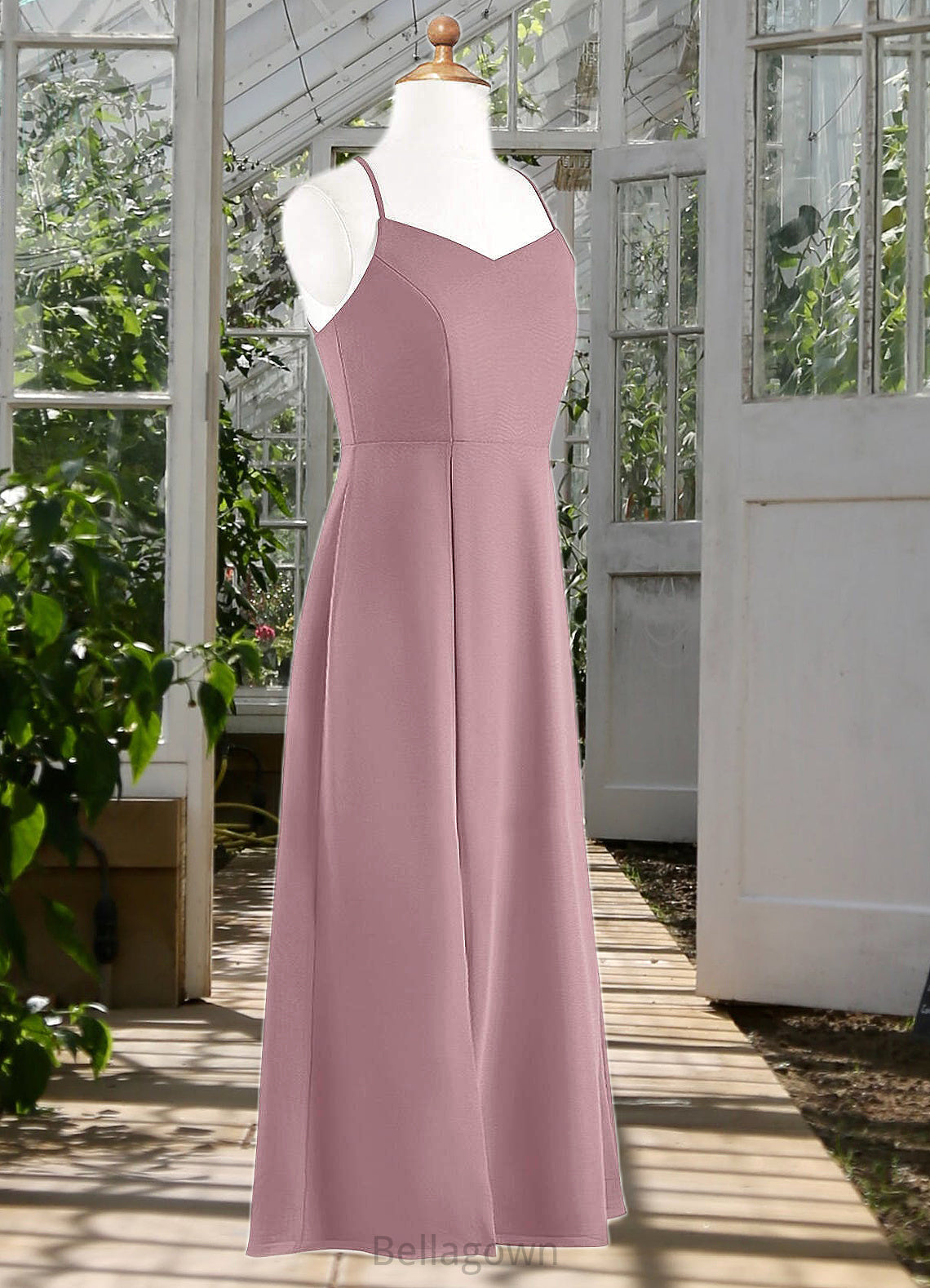 Kenzie A-Line Chiffon Floor-Length Junior Bridesmaid Dress dusty rose DNP0022856