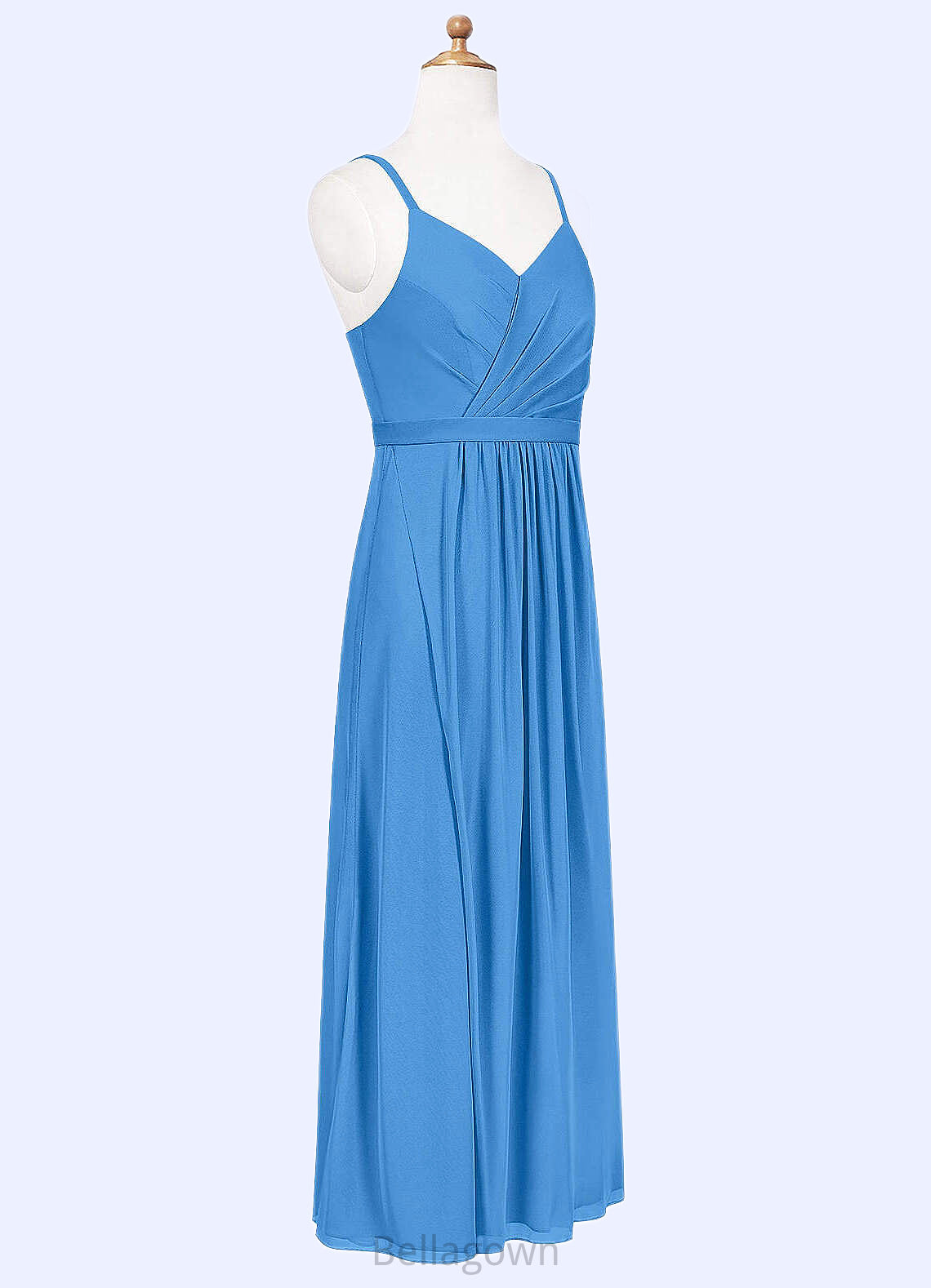 Kaylie Pleated Mesh Floor-Length Junior Bridesmaid Dress Blue Jay DNP0022861