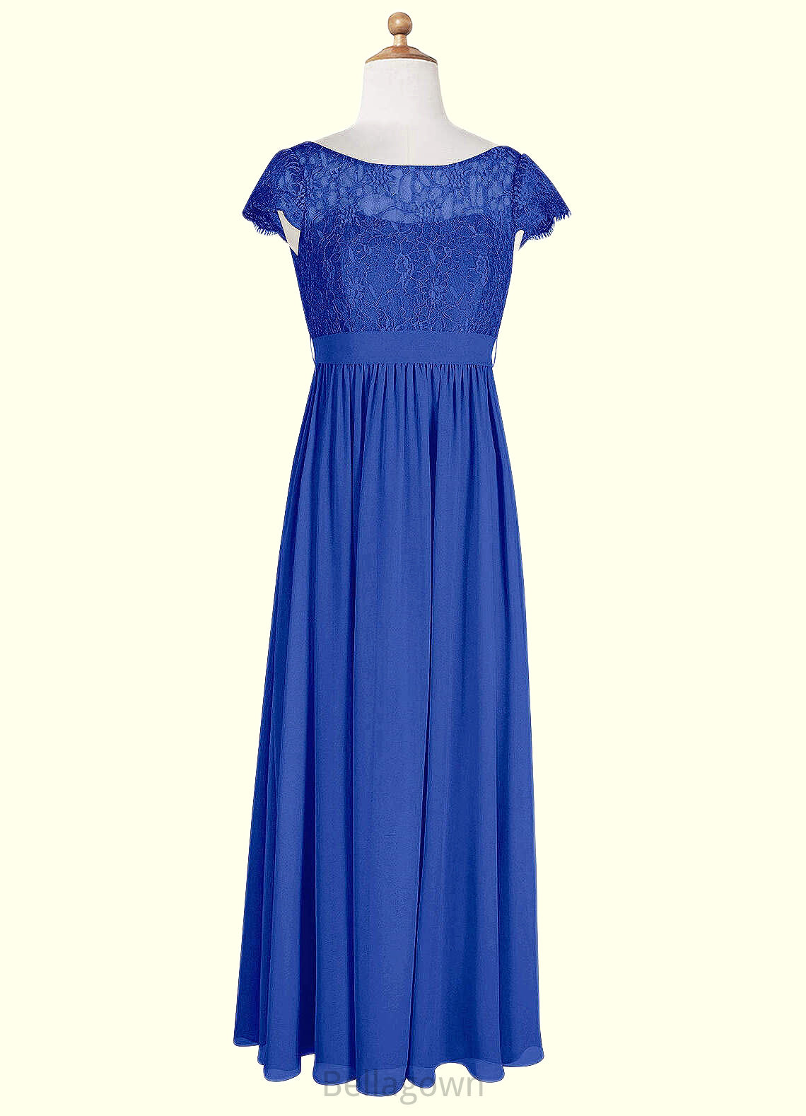 Sarai A-Line Pleated Chiffon Floor-Length Junior Bridesmaid Dress Royal Blue DNP0022863