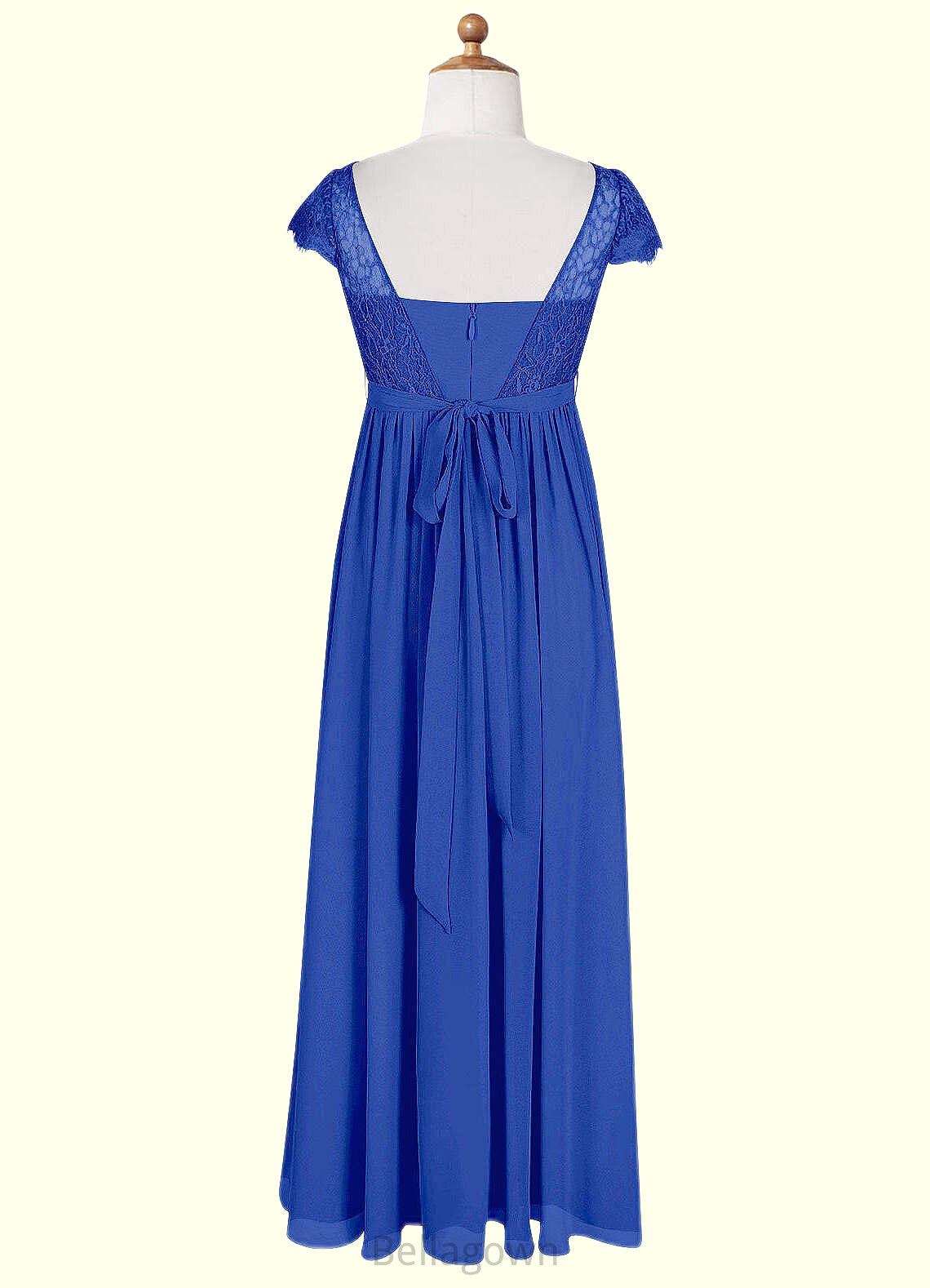 Sarai A-Line Pleated Chiffon Floor-Length Junior Bridesmaid Dress Royal Blue DNP0022863