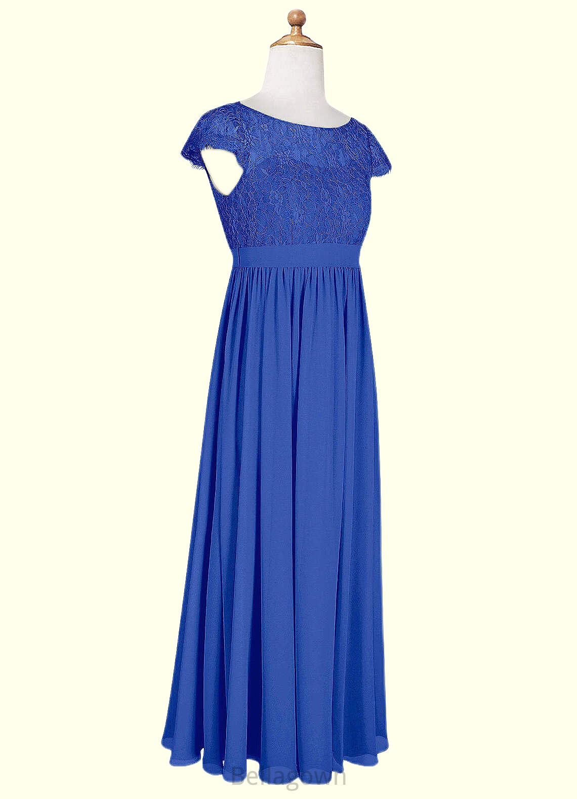 Sarai A-Line Pleated Chiffon Floor-Length Junior Bridesmaid Dress Royal Blue DNP0022863