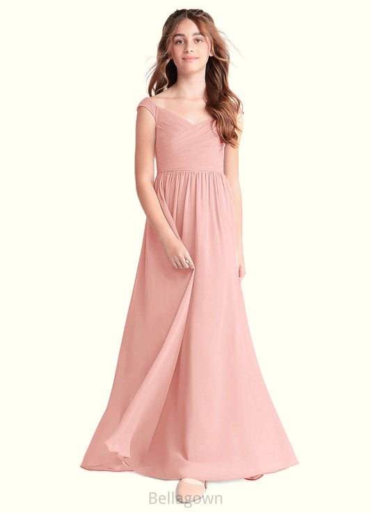 Ashtyn A-Line Pleated Chiffon Floor-Length Junior Bridesmaid Dress Rosette DNP0022868