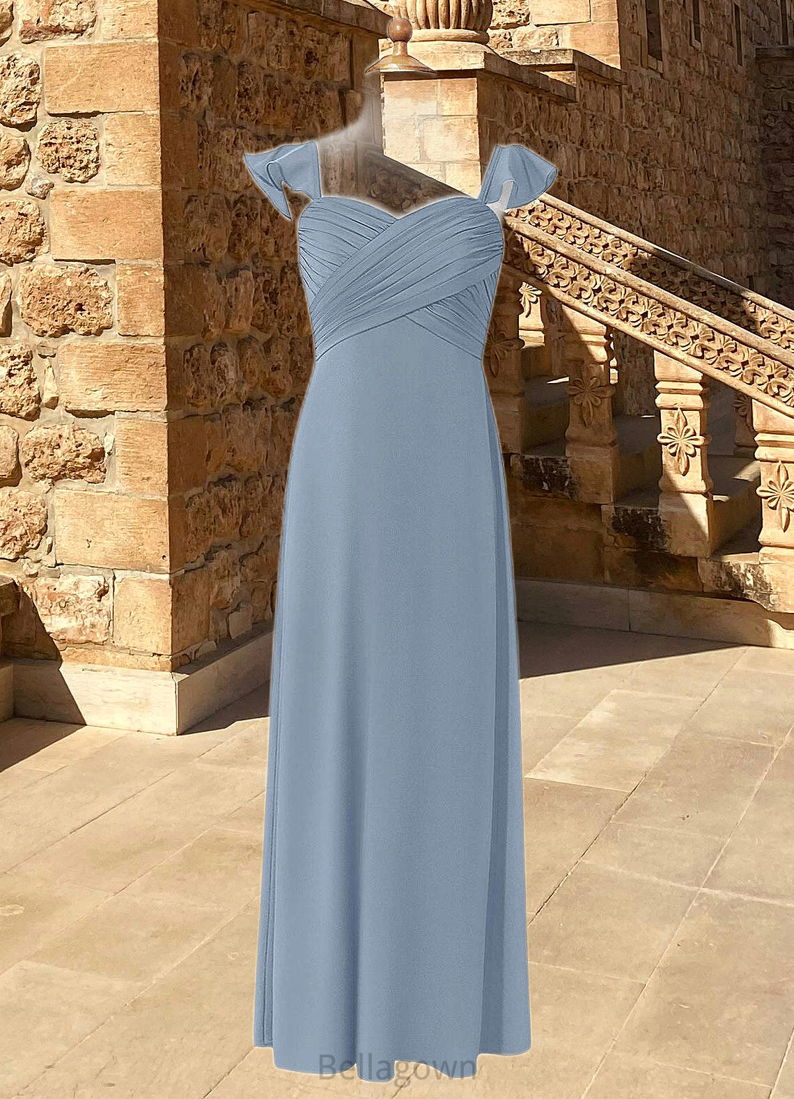 Marina A-Line Sweetheart Neckline Chiffon Floor-Length Junior Bridesmaid Dress dusty blue DNP0022869