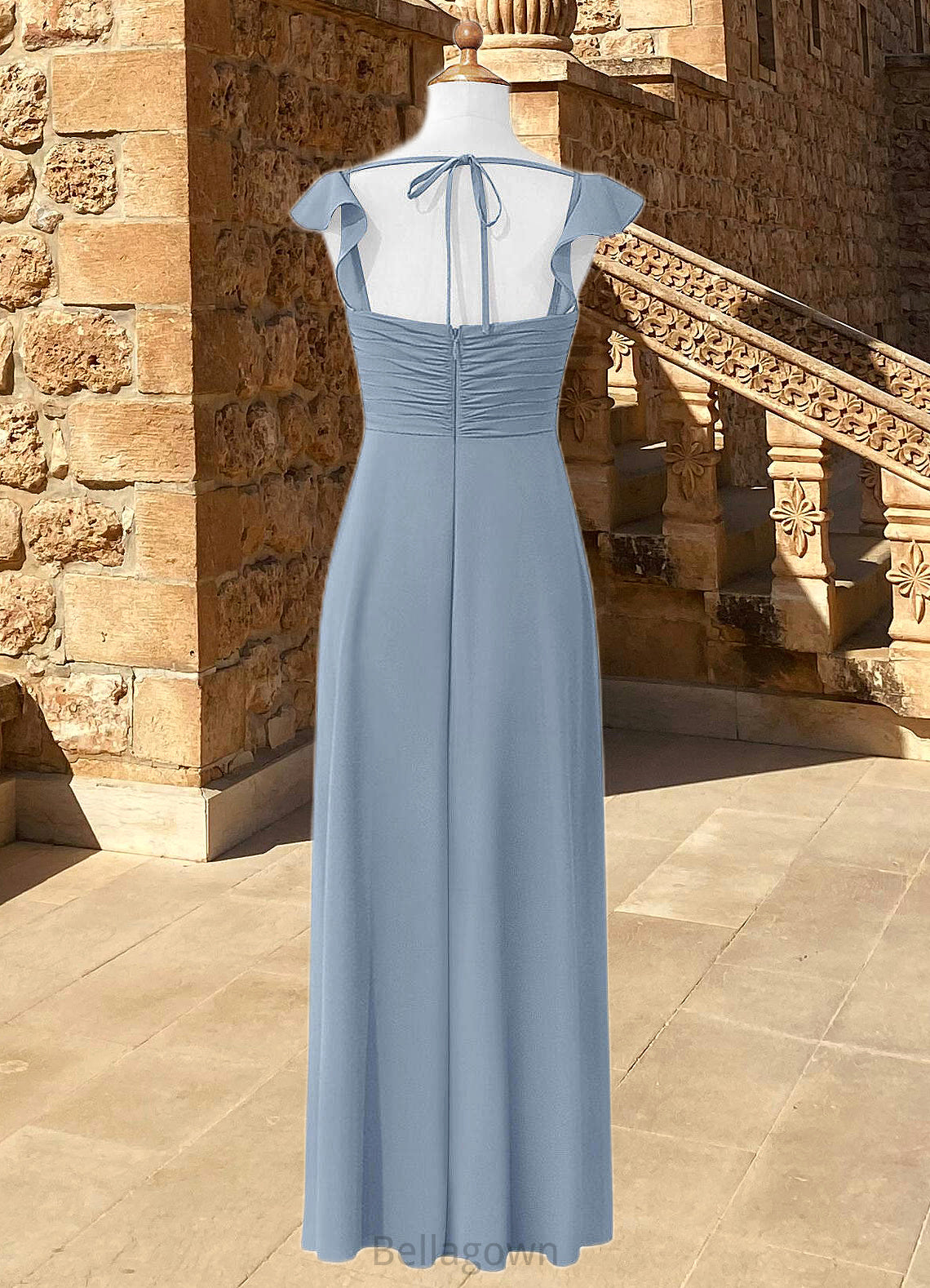 Marina A-Line Sweetheart Neckline Chiffon Floor-Length Junior Bridesmaid Dress dusty blue DNP0022869