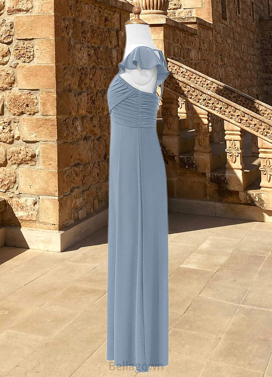 Marina A-Line Sweetheart Neckline Chiffon Floor-Length Junior Bridesmaid Dress dusty blue DNP0022869