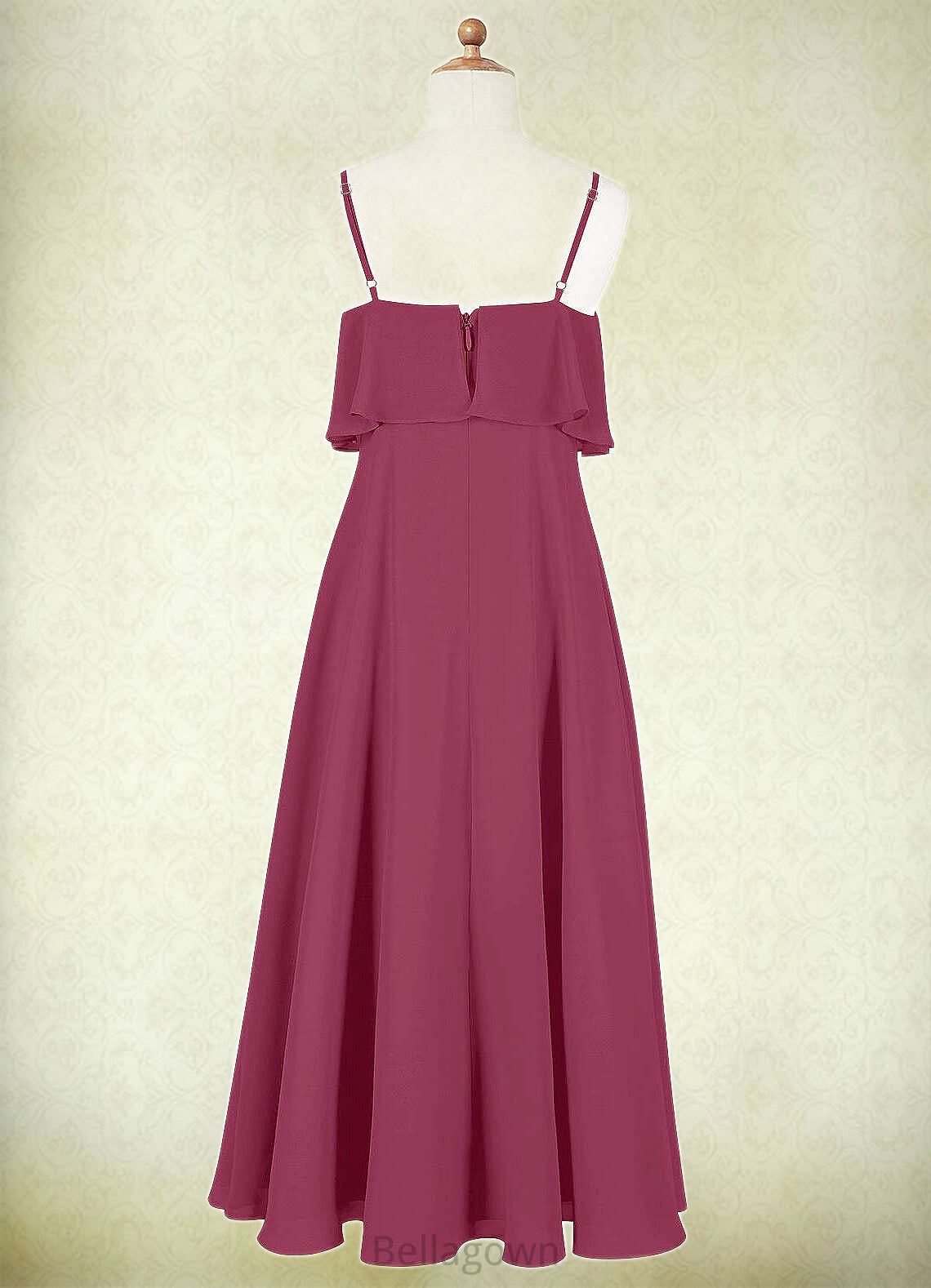 Paula A-Line Ruched Chiffon Floor-Length Junior Bridesmaid Dress Mulberry DNP0022874