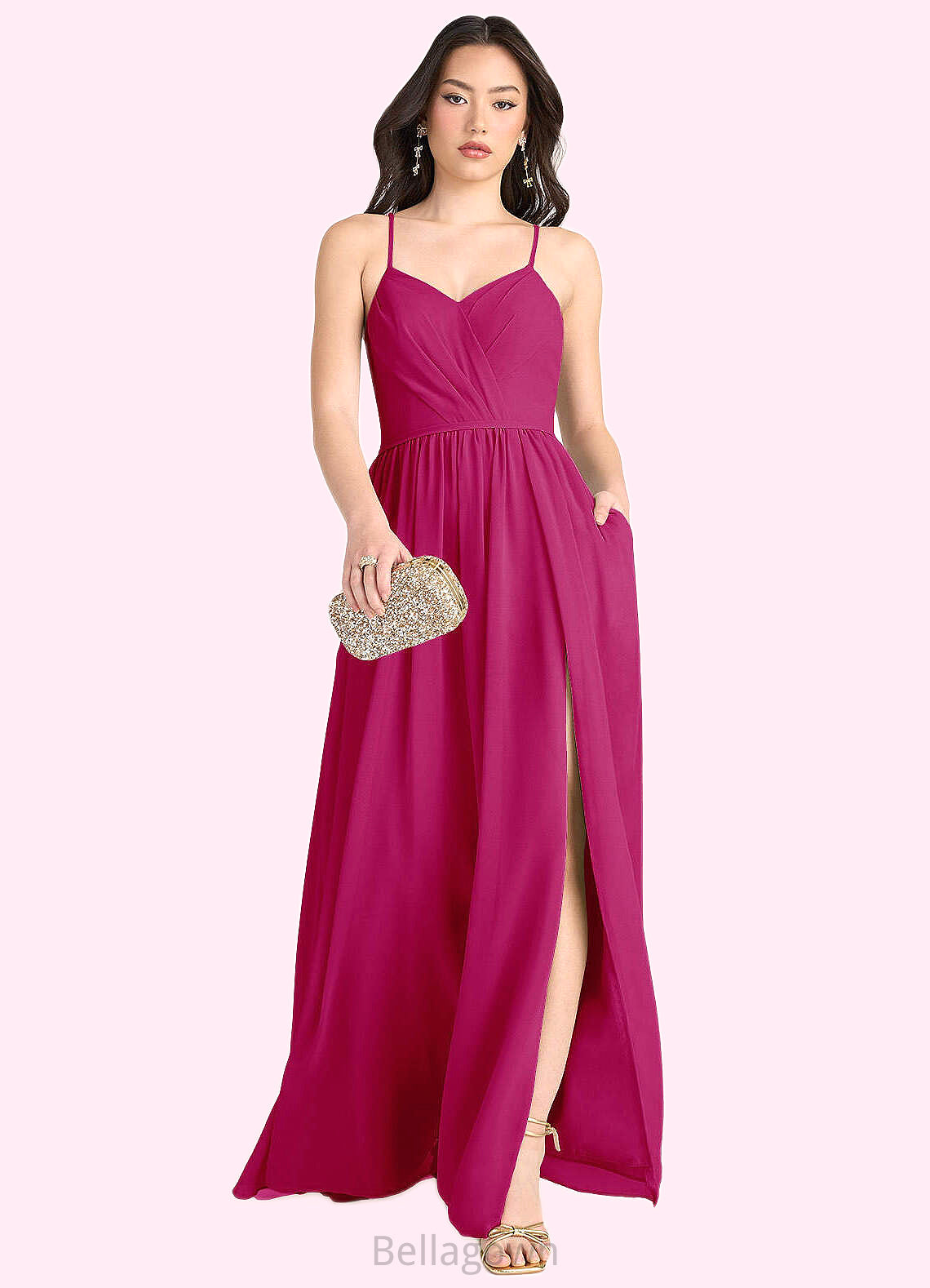 Mattie Tory Hot Pink Pleated Maxi Dress Atelier Dresses | Azazie DNP0022891