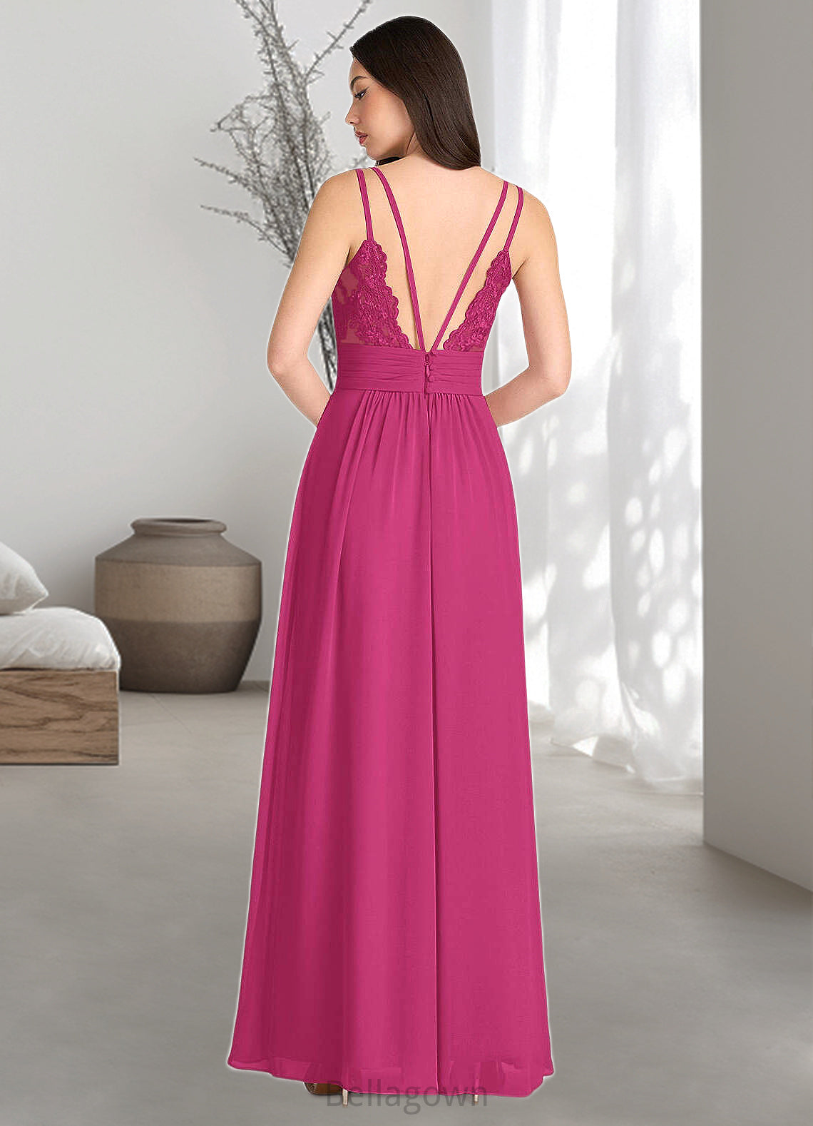 Kinley April Hot Pink V Neck Maxi Dress Atelier Dresses | Azazie DNP0022895