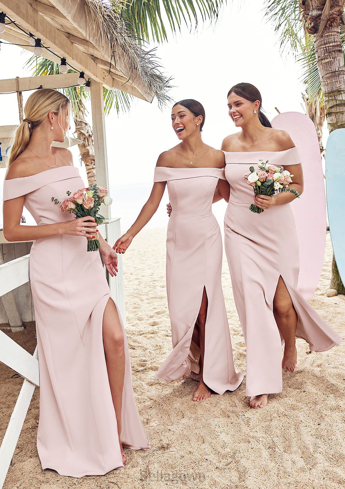 Trumpet/Mermaid Off-the-Shoulder Sleeveless Floor-Length Stretch Crepe Bridesmaid Dresses with Split Nyla DNP0025217