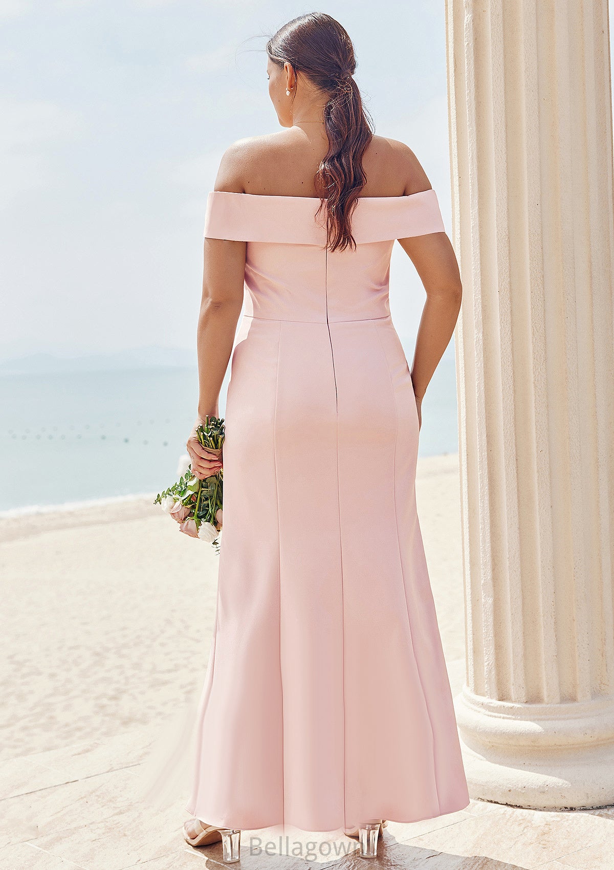 Trumpet/Mermaid Off-the-Shoulder Sleeveless Floor-Length Stretch Crepe Plus Size Bridesmaid Dresses Mattie DNP0025261