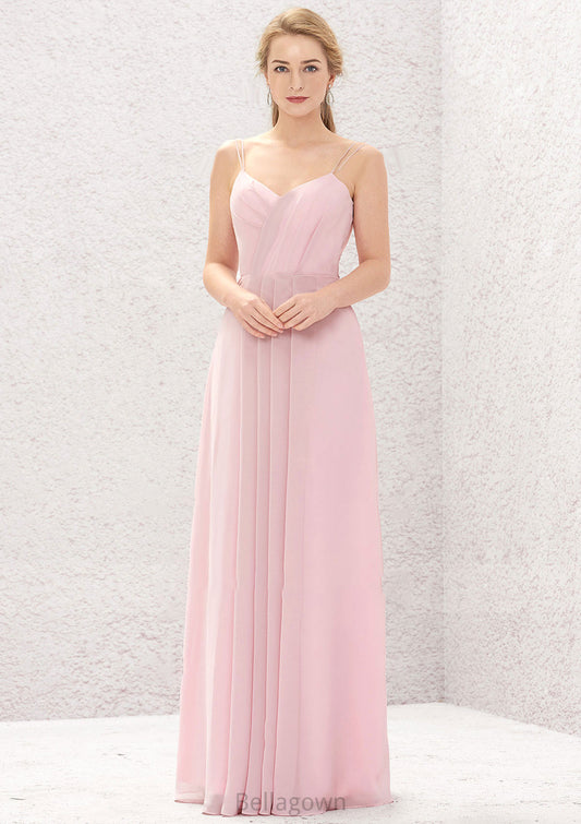 A-line Sweetheart Sleeveless Long/Floor-Length Chiffon Bridesmaid Dresses With Pleated Carolina DNP0025335